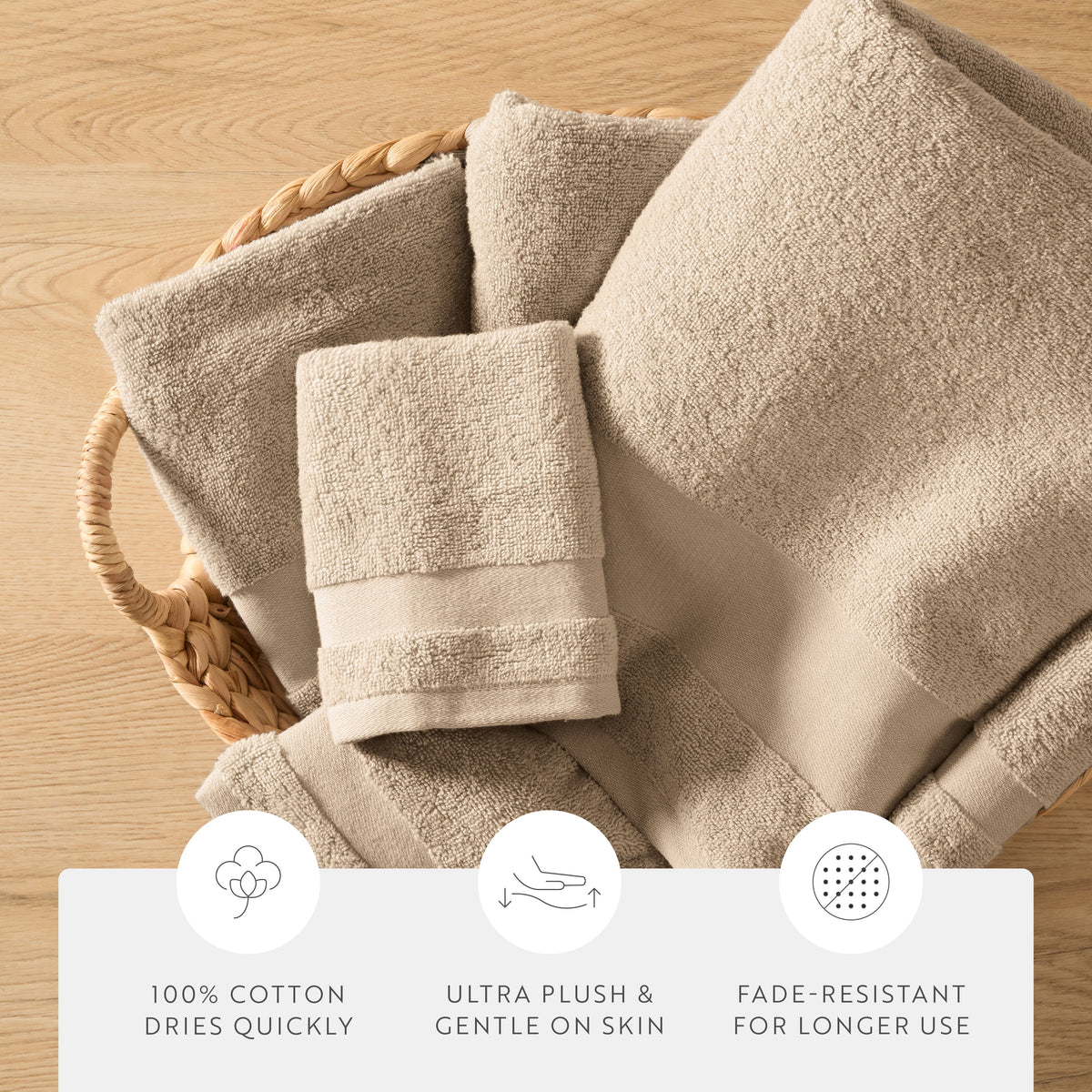 Bath Towel Set, Ultra Soft 100% Cotton 6 Piece, Machine-Washable Care for Home Bathrooms and Everyday Care, 8 Color Options image 17