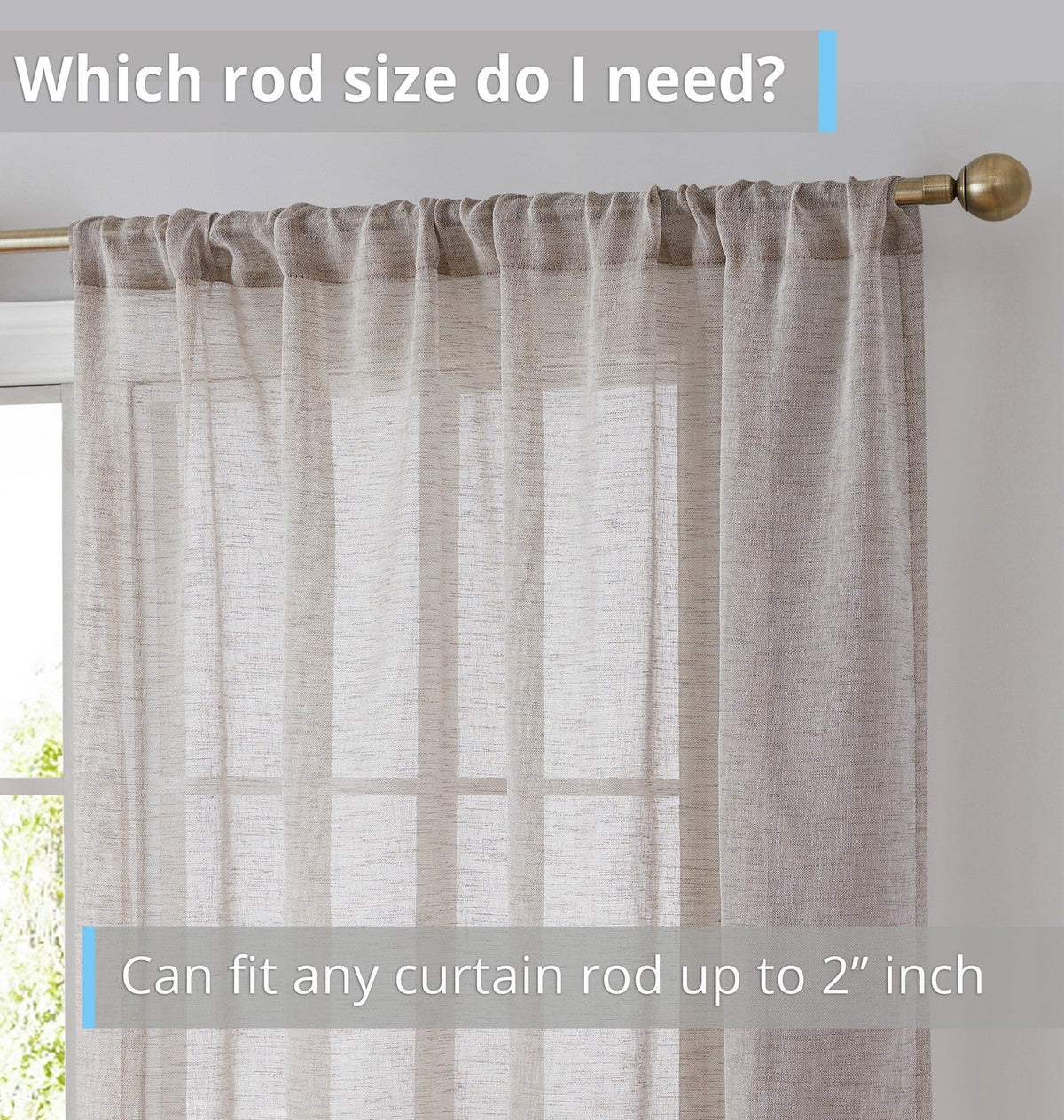 Window Curtain, Penelope Faux Linen Sheer Panels, Lightweight Design for Bedrooms, Living Rooms and Home Privacy, 5 Sizes and 12 Colors image 17