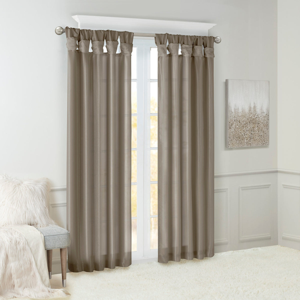 Window Curtain, Emilia Twist Tab Lined Panel, Machine-Washable Care for Windows, Room Styling and Everyday Privacy, 5 Sizes and 14 Colors image 17