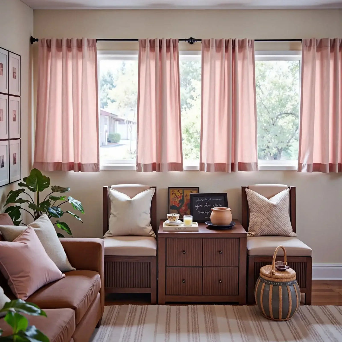 Window Curtain, Solid Linen Blend 3 in 1 Curtains (2 Panels), Lightweight Design for Bedrooms, Living Rooms and Home Privacy image 17