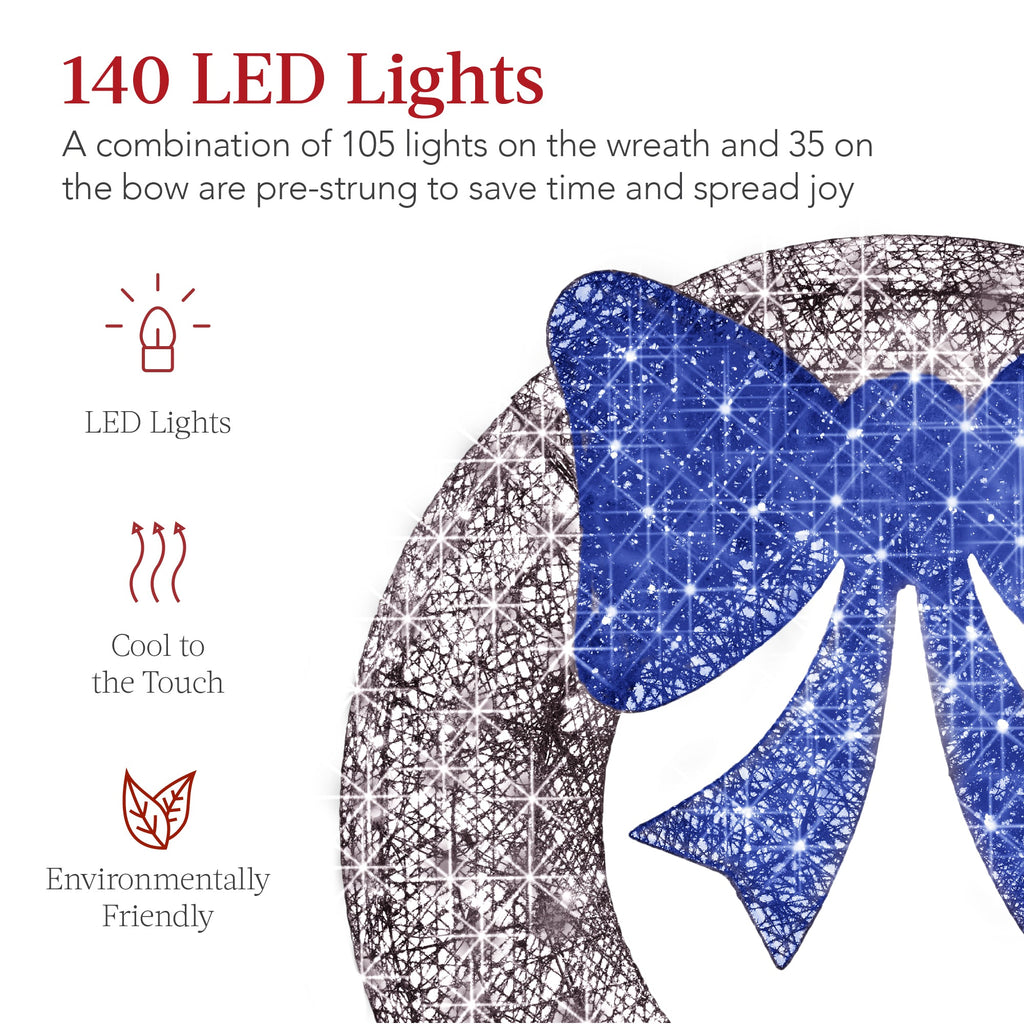 Seasonal Home Decor, Pre Lit Outdoor Christmas Wreath, LED Metal for Mantels, Tables and Seasonal Decorating, 5 Color Options image 17
