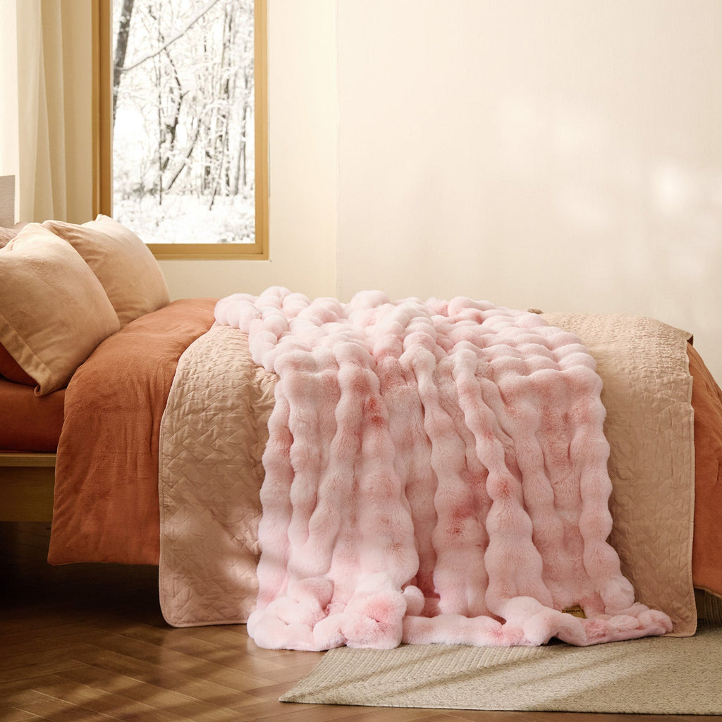 Cozy Throw Blanket, Bubble Faux Fur, Machine-Washable Care for Living Rooms, Bedrooms and Everyday Lounging, 3 Sizes and 11 Colors image 17
