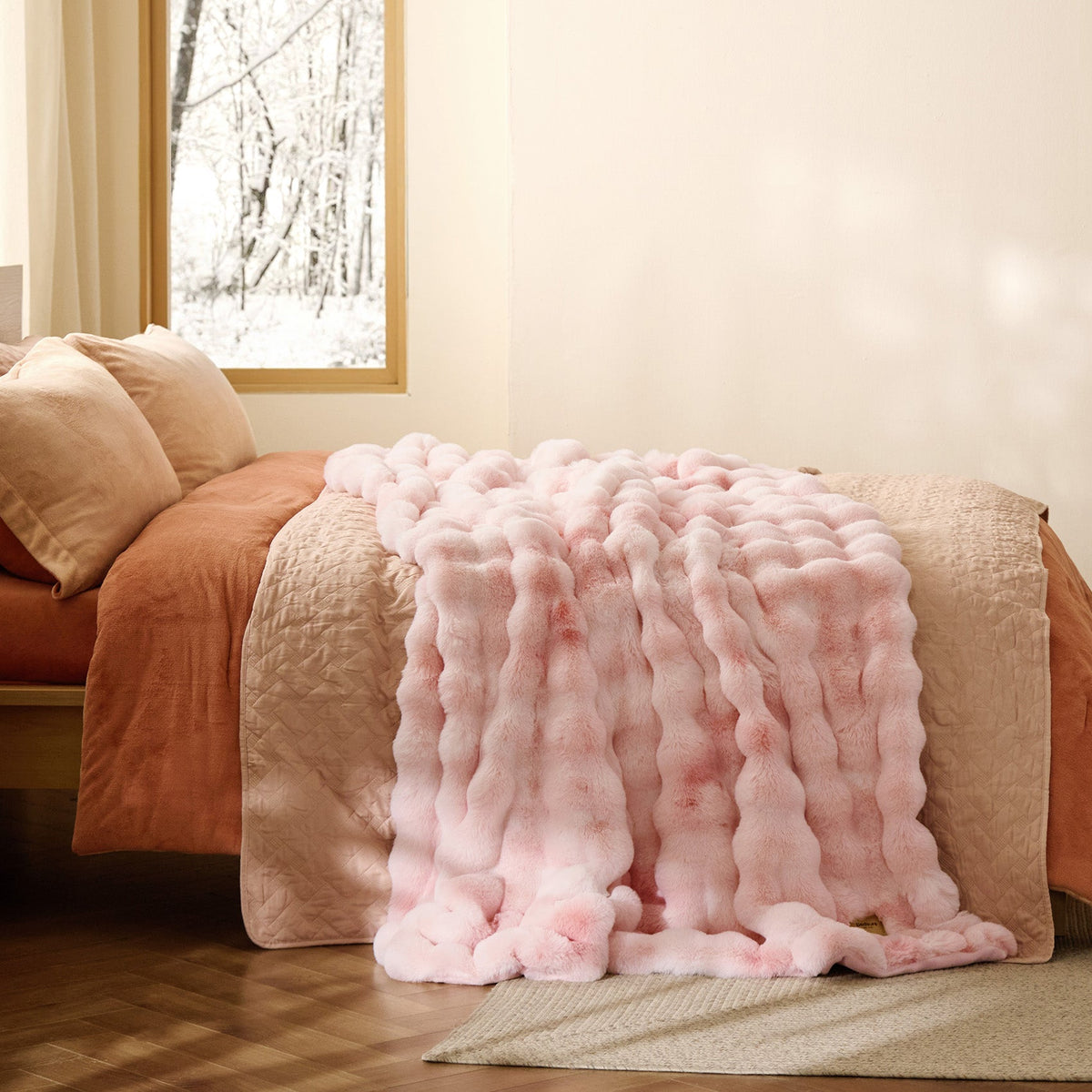 Cozy Throw Blanket, Bubble Faux Fur, Machine-Washable Care for Living Rooms, Bedrooms and Everyday Lounging, 3 Sizes and 11 Colors image 17