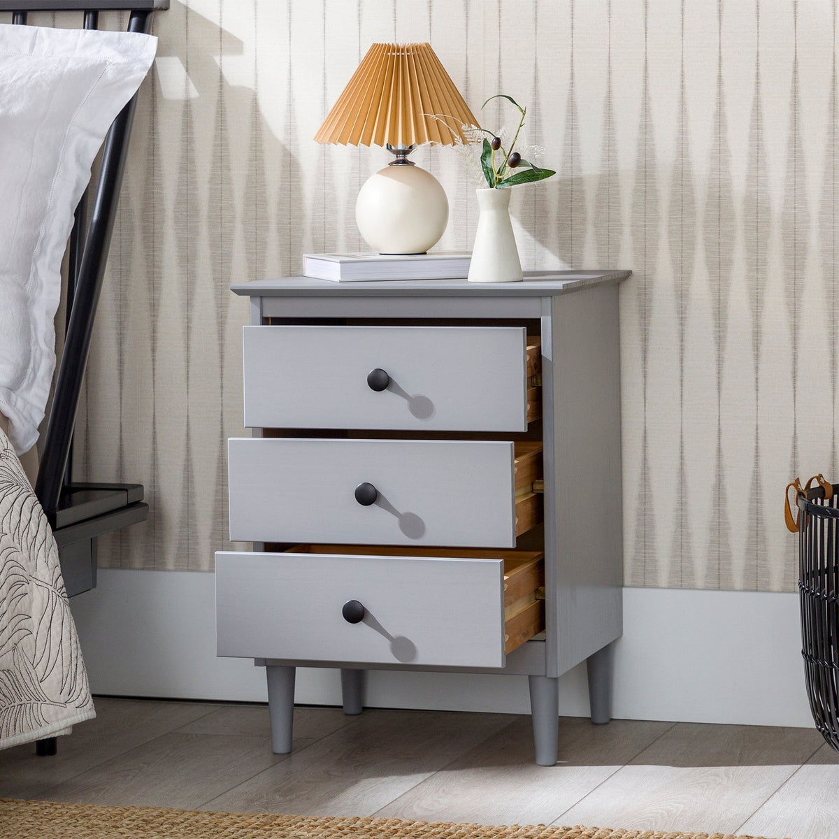 Nightstand, Spencer Solid Transitional Wood for Bedrooms, Bedside Essentials and Everyday Storage, 2 Size Options image 17