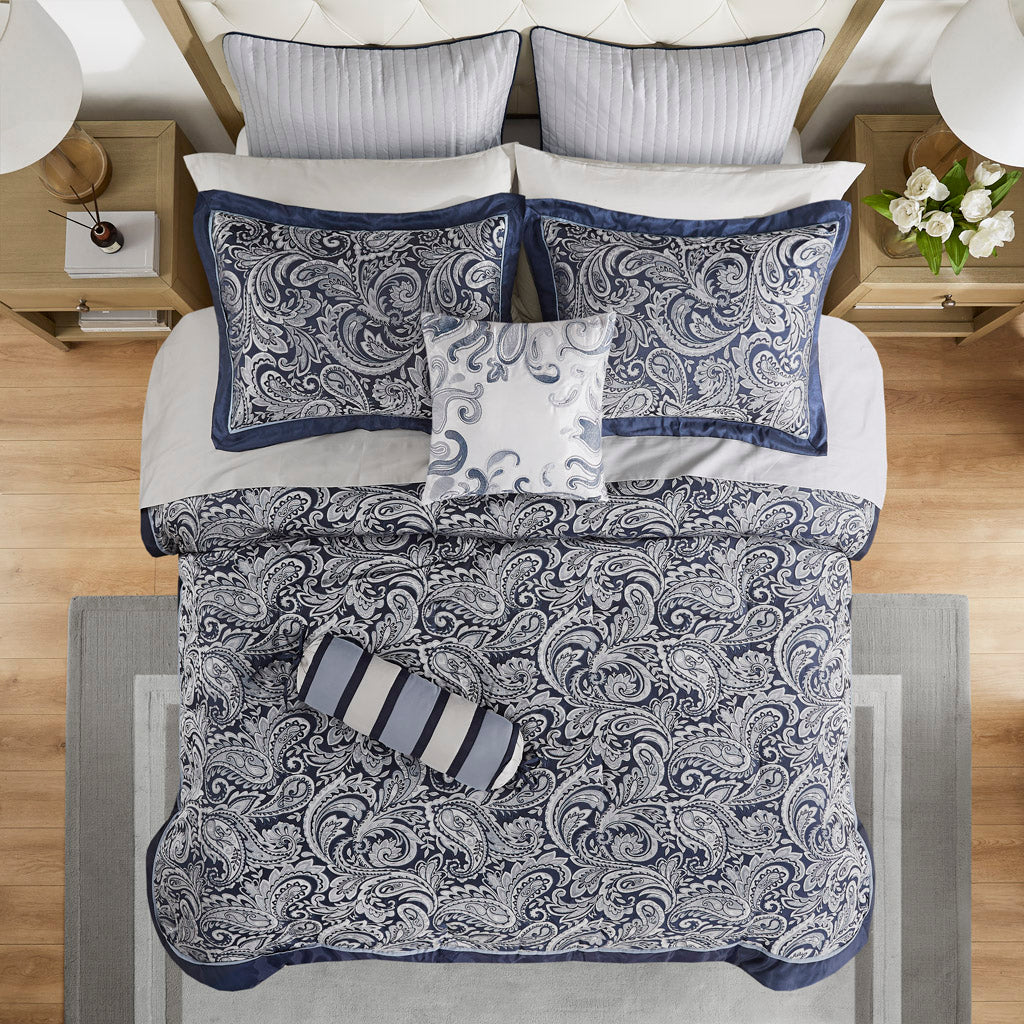 Bed Comforter, Aubrey 12 Piece Set with Cotton in a Bag for Year-Round Bedroom Comfort and Restful Sleep, 4 Sizes and 5 Colors image 17