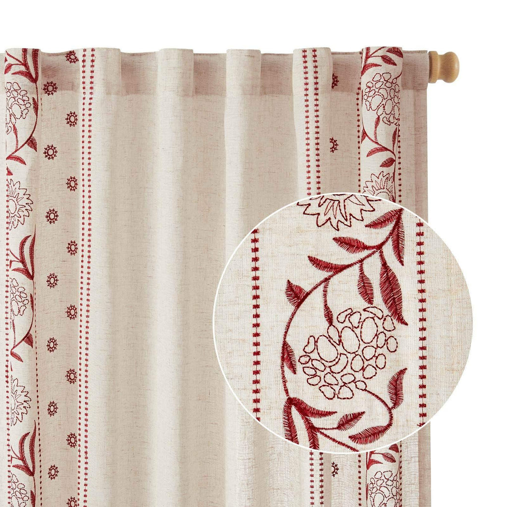 Window Curtain, Hydrangea Embroidered Linen Curtains (2 for Bedrooms, Living Rooms and Home Privacy, 6 Sizes and 6 Colors image 17
