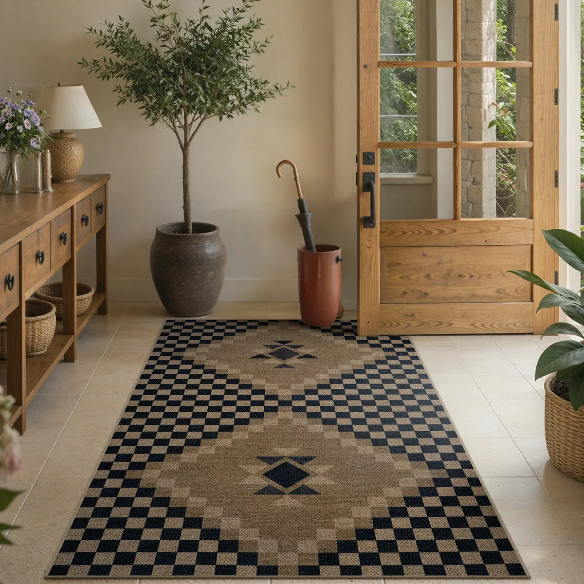 Area Rug, Lunette Washable Tribal Soft Easy Jute Black, Stain-Resistant Finish for Living Rooms, Bedrooms and Entryways, 3 Size Options image 17