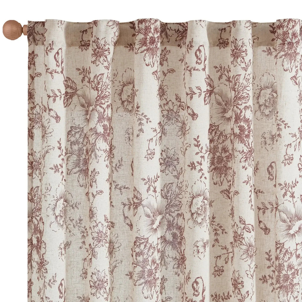 Window Curtain, Peony Print Linen Blend 3 in 1 Curtains (2, Machine-Washable Care for Bedrooms, Living Rooms and Home Privacy image 17
