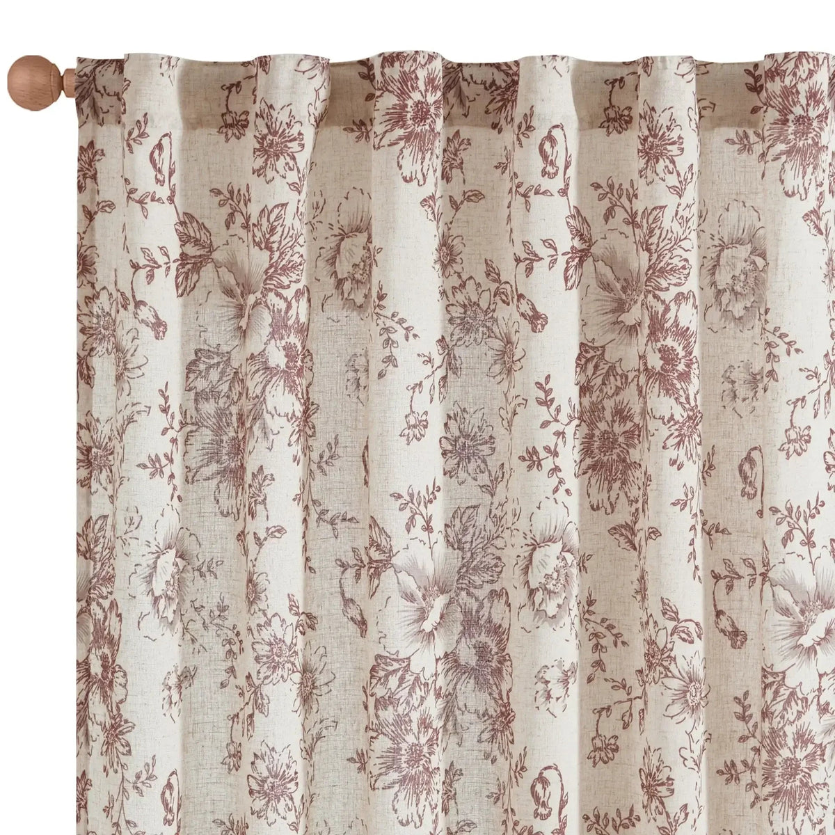 Window Curtain, Peony Print Linen Blend 3 in 1 Curtains (2, Machine-Washable Care for Bedrooms, Living Rooms and Home Privacy image 17