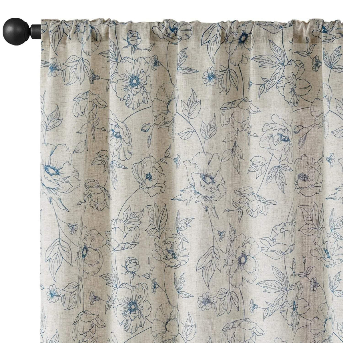 Window Curtain, Floral Linen Curtains (2 Panels), Lightweight Design for Windows, Room Styling and Everyday Privacy, 3 Sizes and 5 Colors image 17