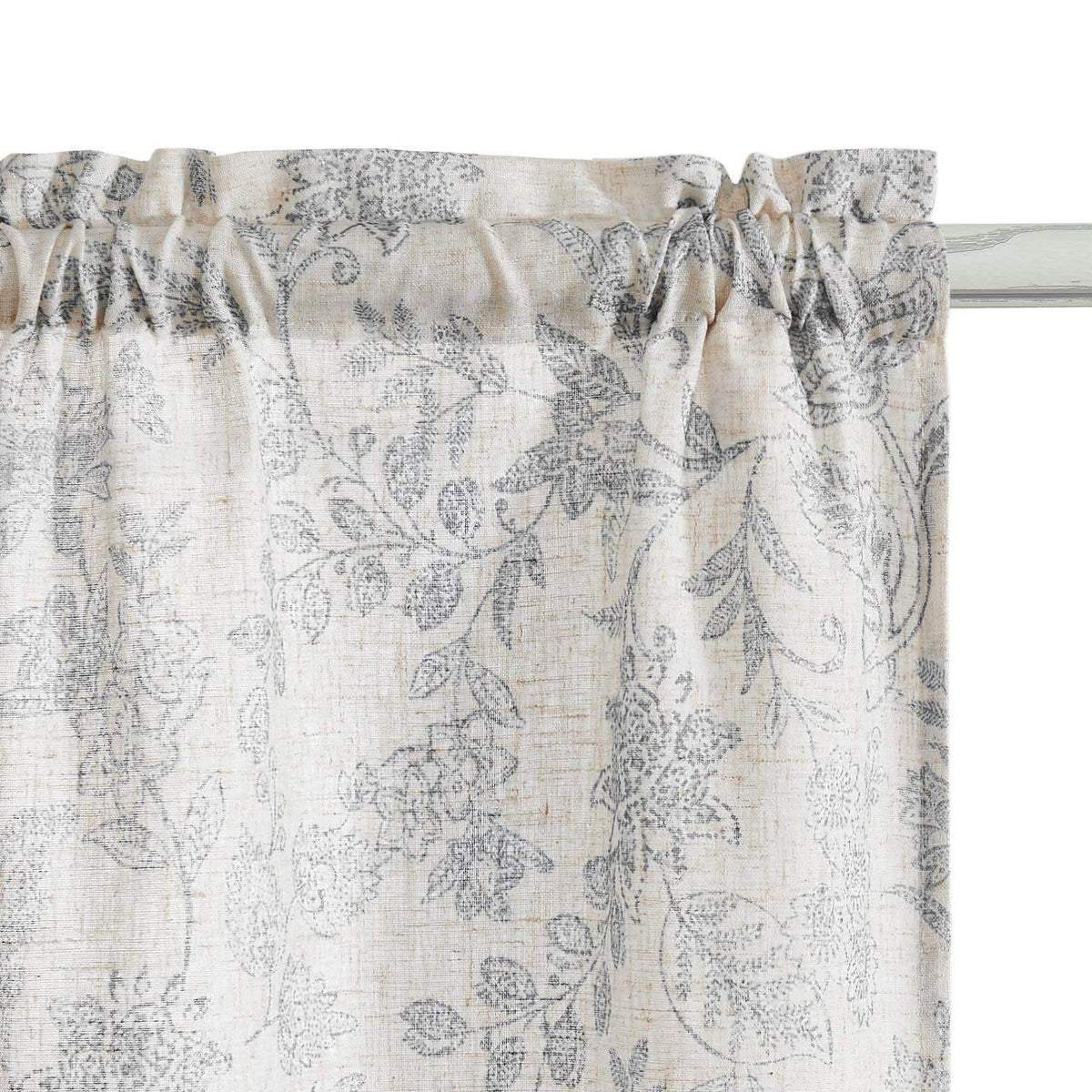 Window Curtain, Vintage Scrollwork Floral Linen Kitchen, Lightweight Design for Windows, Room Styling and Everyday Privacy image 17