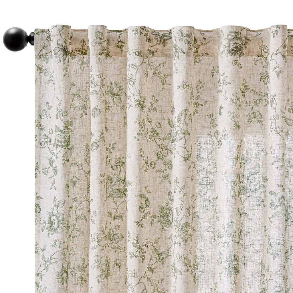 Window Curtain, Amelie Floral Linen Blend Curtains (2 Panels), Machine-Washable Care for Bedrooms, Living Rooms and Home Privacy image 17