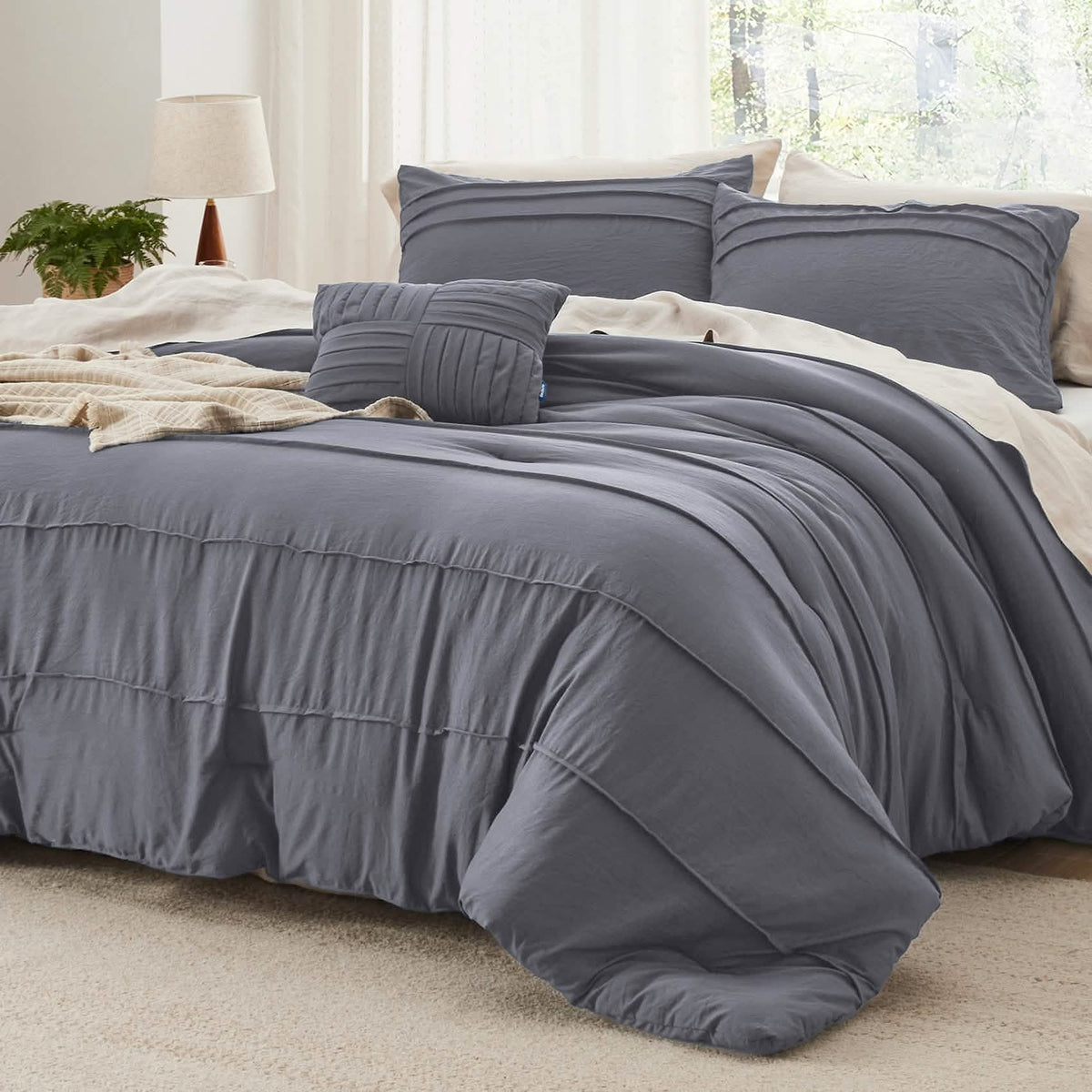 Bed Comforter, Pinch Pleat Set for Year-Round Bedroom Comfort and Restful Sleep, 5 Sizes and 19 Colors image 17