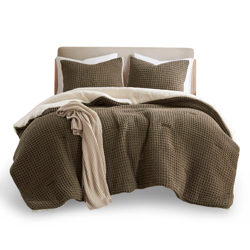 Bed Comforter, Riordan Waffle Knit Chenille Set, Machine-Washable Care for Everyday Bedding and Comfortable Sleep, 3 Sizes and 4 Colors image 17