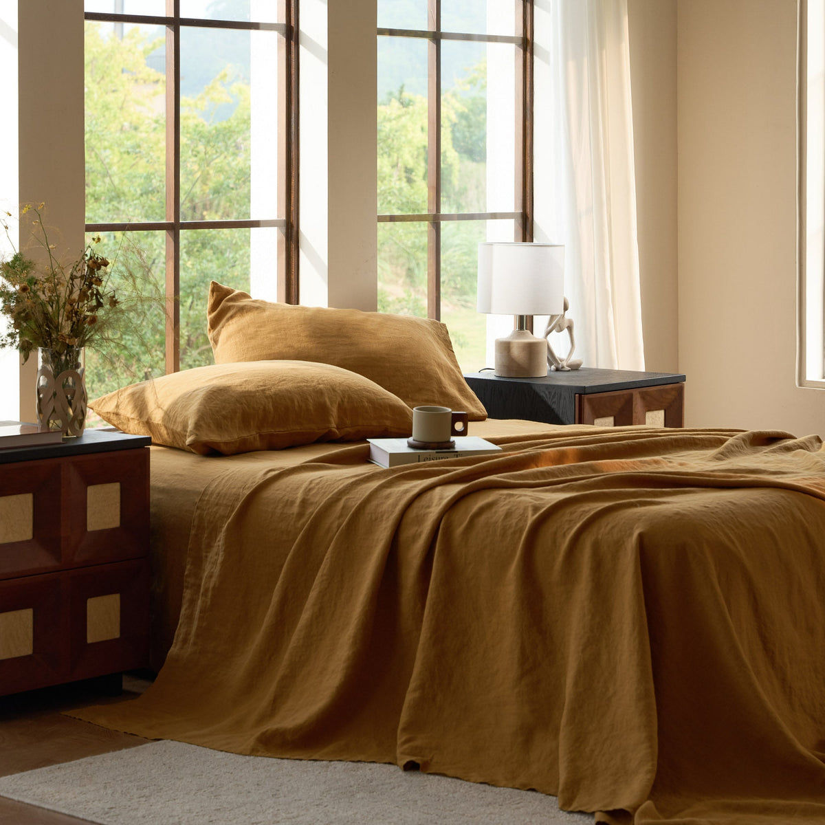 Flat Sheet, LuxeWeave Linen, Breathable Construction, Hypoallergenic Comfort for Bedroom Comfort, Bed Layering and Everyday Sleep image 17