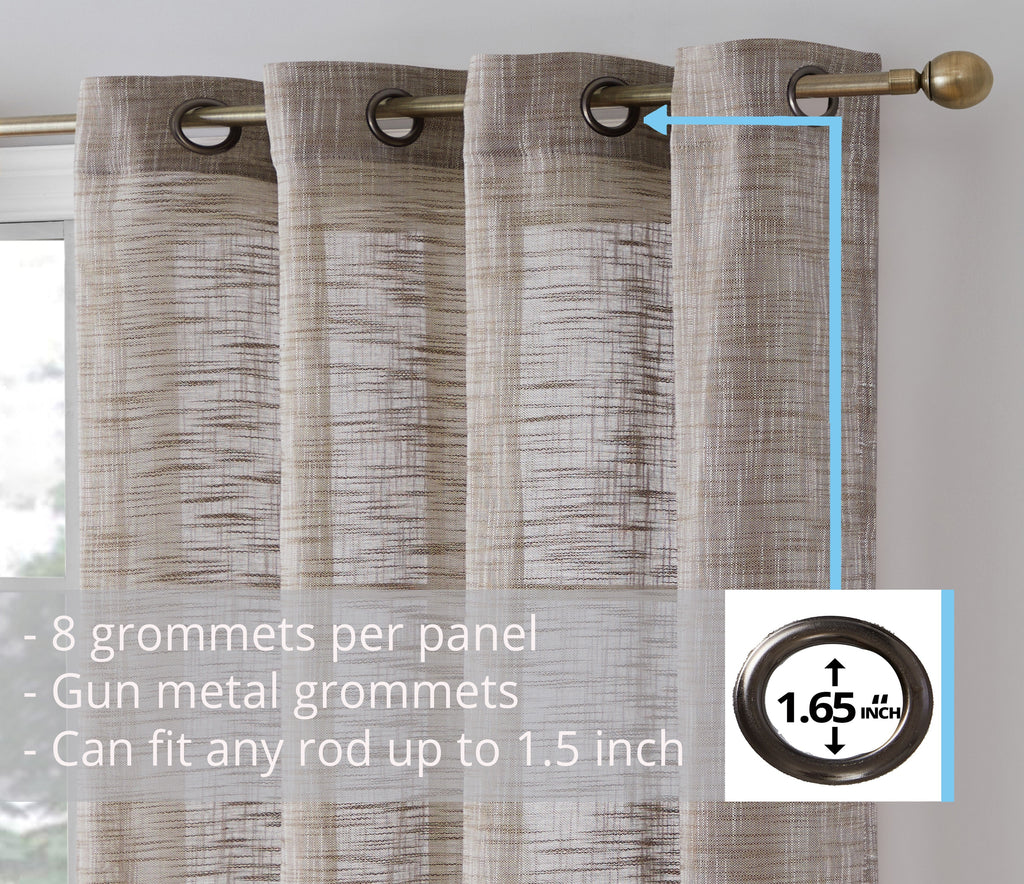 Window Curtain, Madison Faux Linen Sheer Grommet Panels for Bedrooms, Living Rooms and Home Privacy, 8 Sizes and 10 Colors image 17