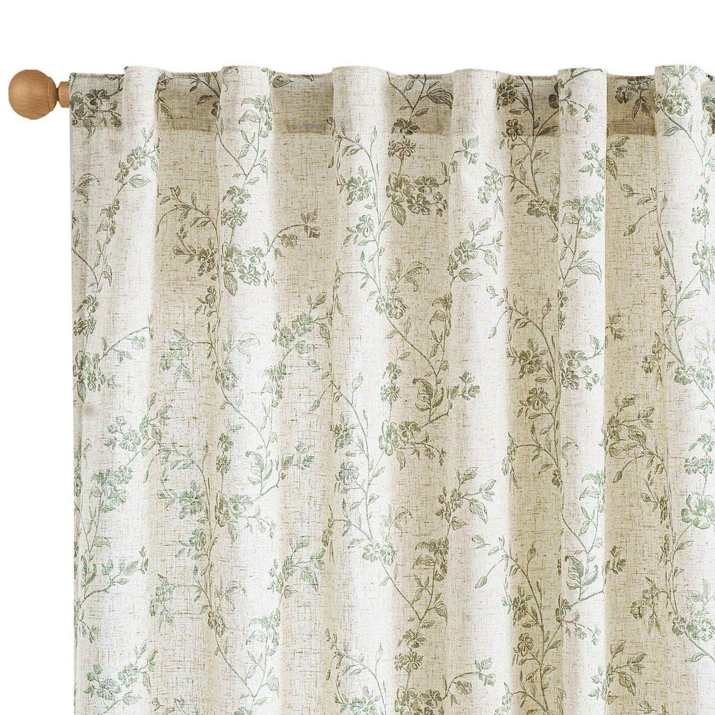 Window Curtain, Vine Blossom Linen Blend Curtains (2 Panels), Machine-Washable Care for Bedrooms, Living Rooms and Home Privacy image 17