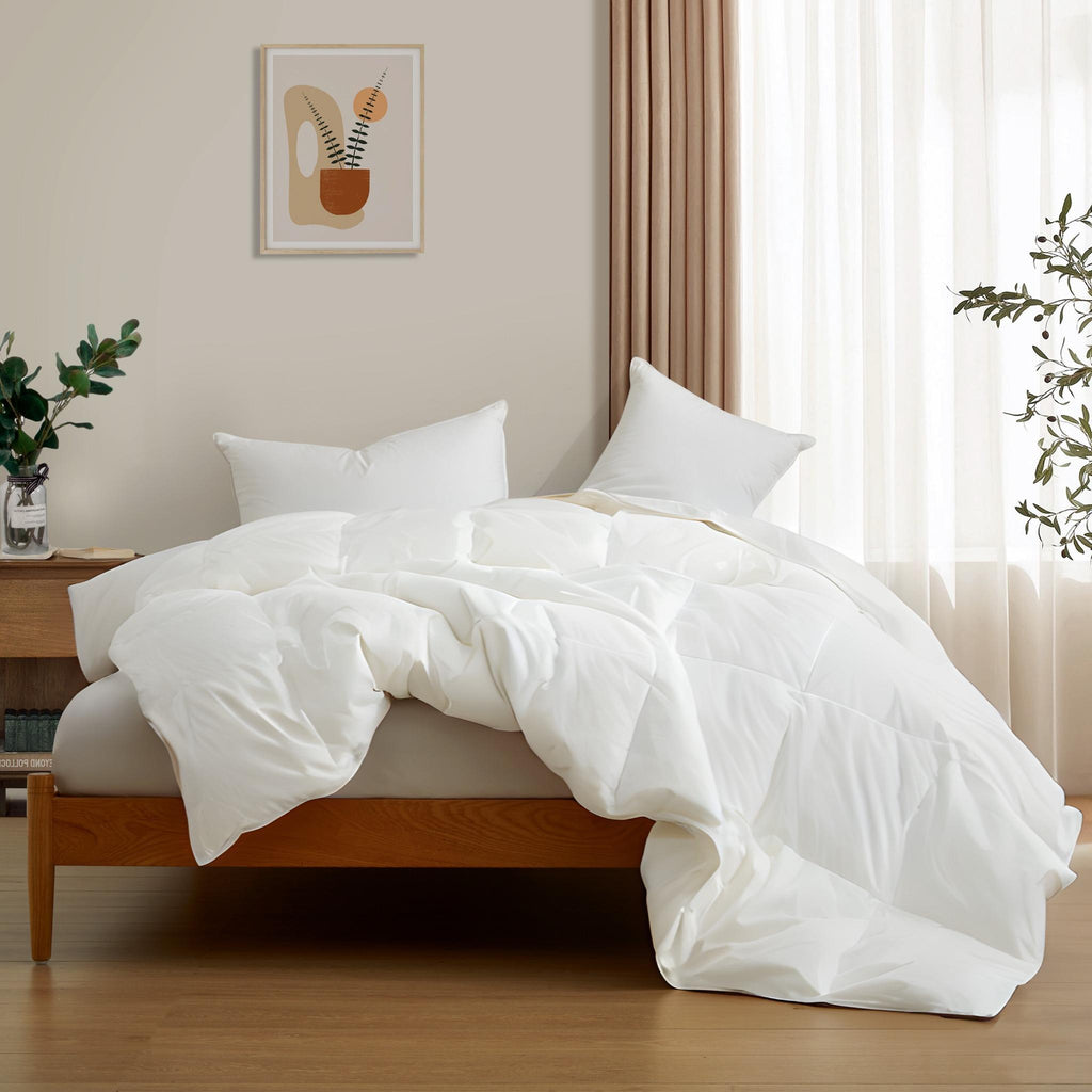 Down & Feather Comforter, Lightweight Organic Cotton for Everyday Bedding and Comfortable Sleep, 3 Sizes and 3 Colors image 18