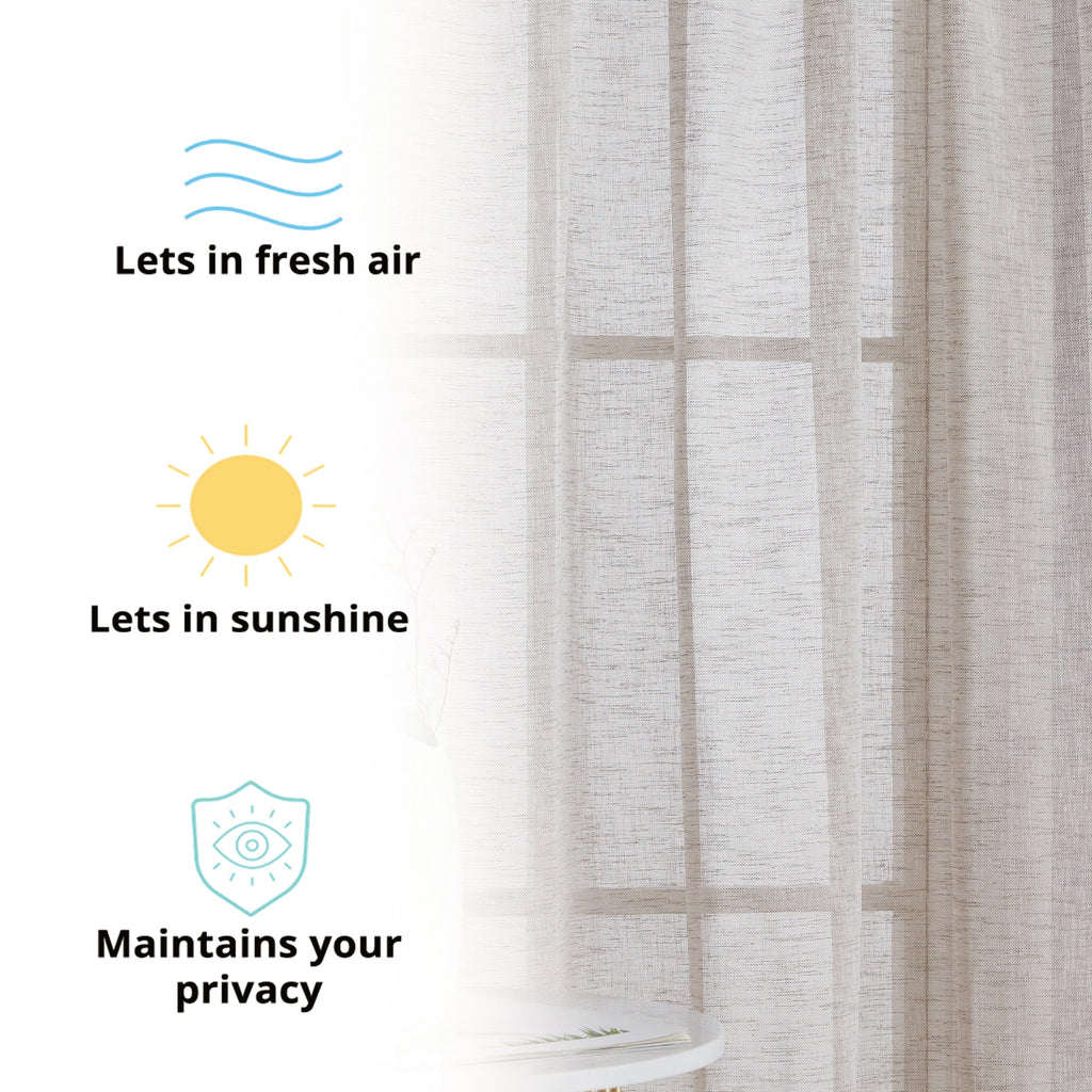Window Curtain, Penelope Faux Linen Sheer Panels, Lightweight Design for Bedrooms, Living Rooms and Home Privacy, 5 Sizes and 12 Colors image 18