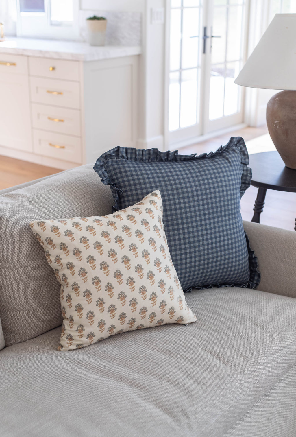 Decorative Pillow Cover, Navy Gingham Ruffle 18" 22" 26" 12x20" 12x40", Machine-Washable Care for Sofas, Beds and Living Room Accents image 18