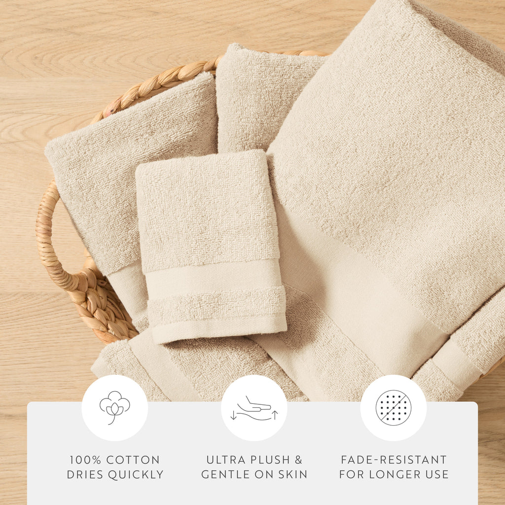 Bath Towel Set, Ultra Soft 100% Cotton 6 Piece, Machine-Washable Care for Home Bathrooms and Everyday Care, 8 Color Options image 18