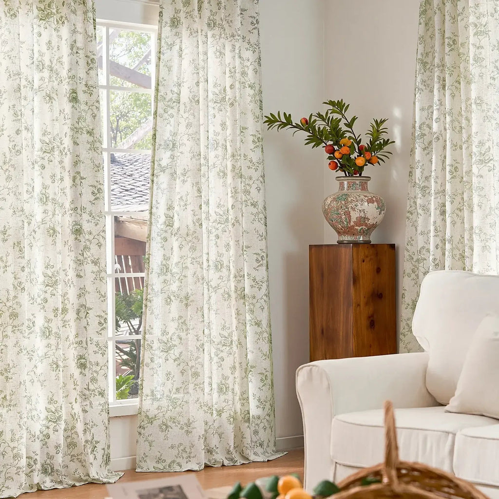 Window Curtain, Amelie Floral Linen Blend Curtains (2 Panels), Machine-Washable Care for Bedrooms, Living Rooms and Home Privacy image 18