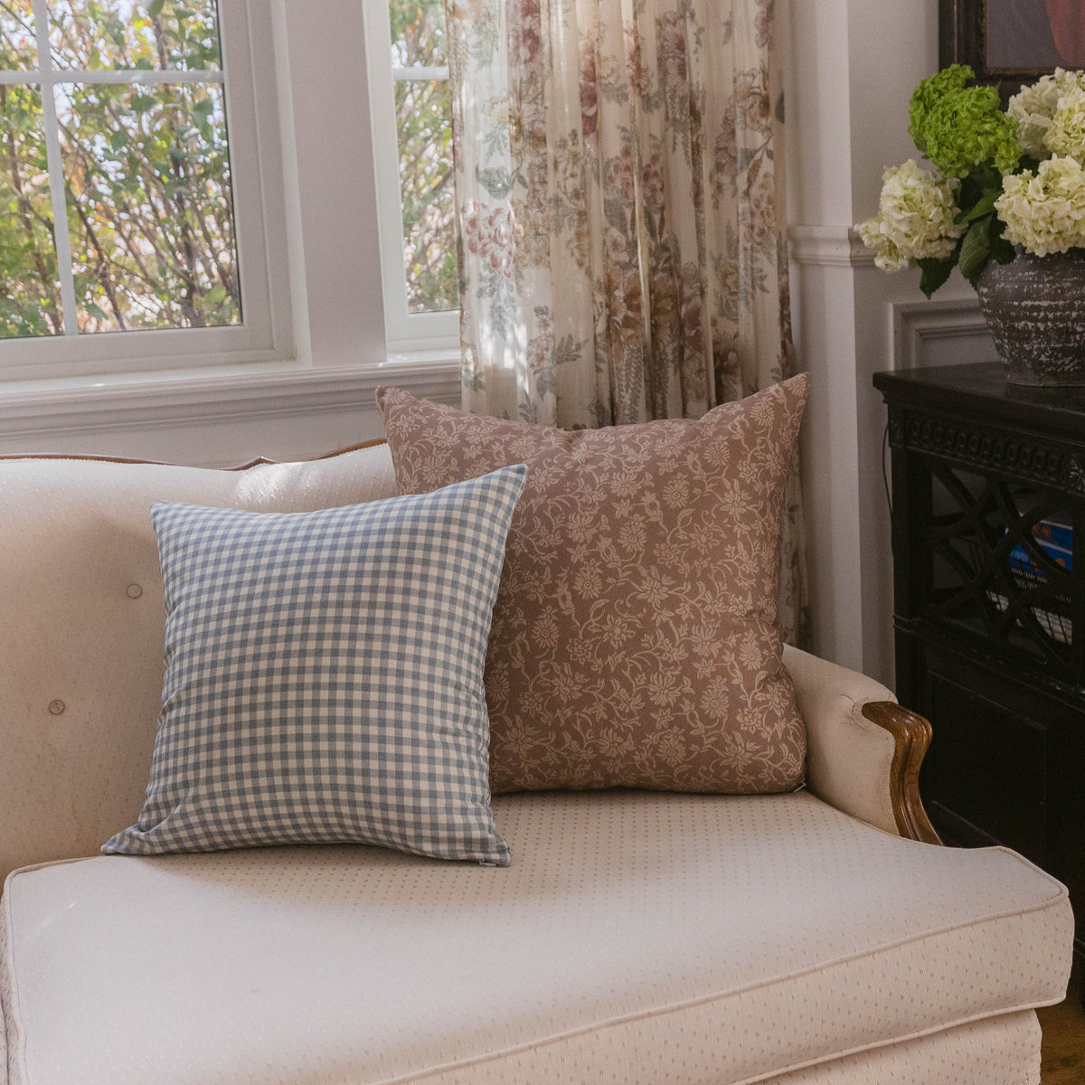 Decorative Pillow Cover Set, Dusty Blue Gingham 18" 20" 22" 26" 12x20", Machine-Washable Care for Sofas, Beds and Living Room Accents image 18