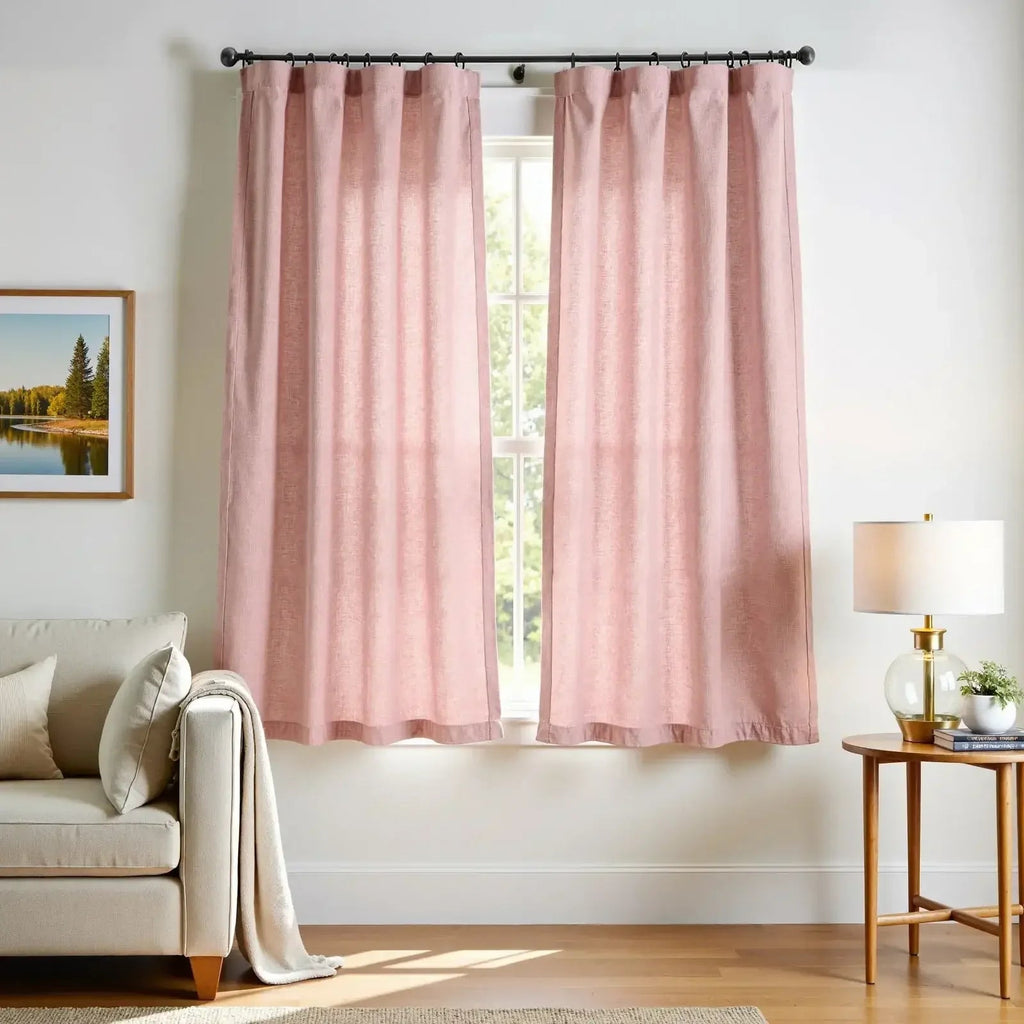 Window Curtain, Solid Linen Blend 3 in 1 Curtains (2 Panels), Lightweight Design for Bedrooms, Living Rooms and Home Privacy image 18