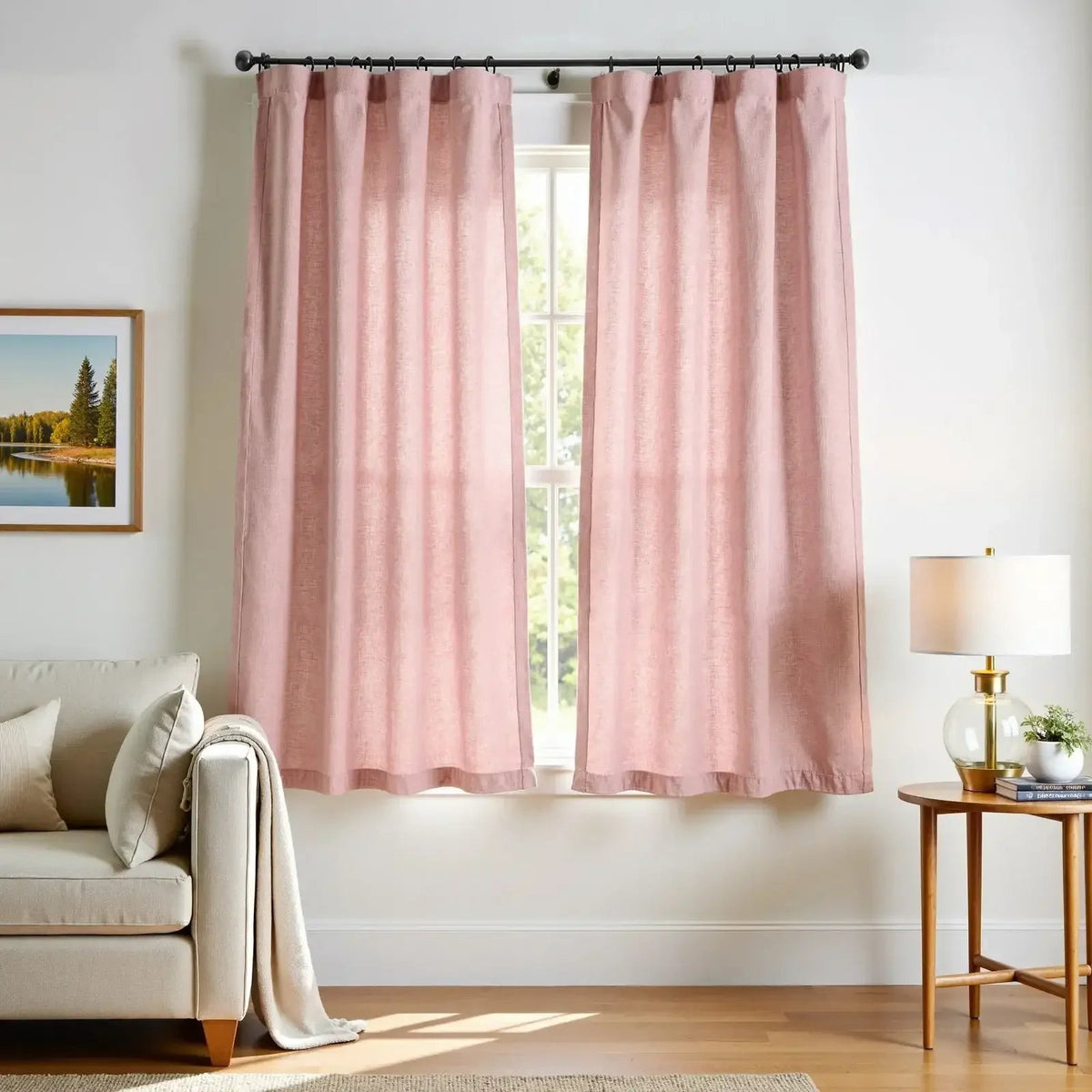 Window Curtain, Solid Linen Blend 3 in 1 Curtains (2 Panels), Lightweight Design for Bedrooms, Living Rooms and Home Privacy image 18