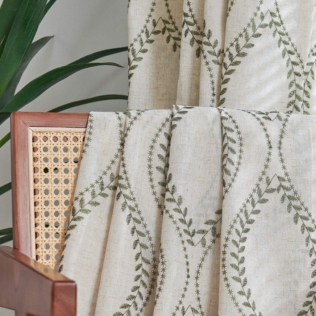 Window Curtain, Boho Leaf Embroidered Geometric Curtains (2, Machine-Washable Care for Bedrooms, Living Rooms and Home Privacy image 18