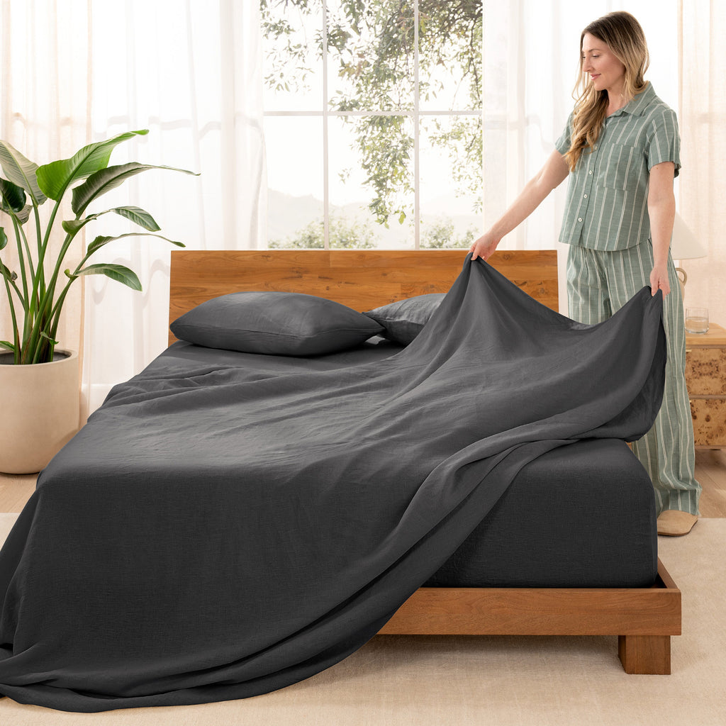 Bed Sheet Set, European Linen for Everyday Bedroom Comfort and Guest Rooms, 7 Sizes and 5 Colors image 18