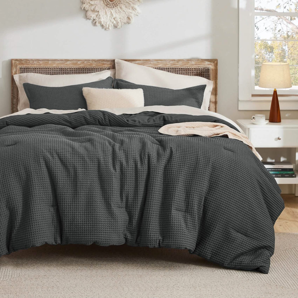 Bed Comforter, Cotton Waffle Weave Set, Breathable Construction for Everyday Bedding and Comfortable Sleep, 5 Sizes and 12 Colors image 18