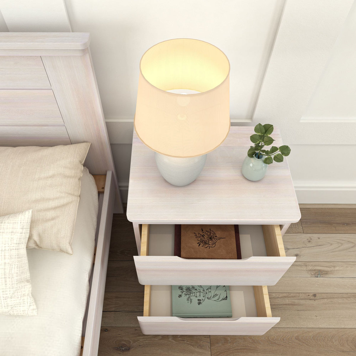 Nightstand, Rustic 2 Drawer for Bedside Storage, Bedroom Organization and Guest Rooms, 4 Color Options image 18