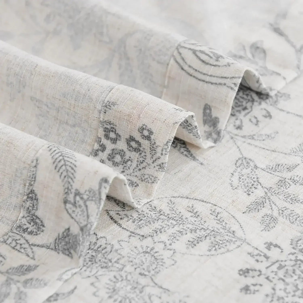 Window Curtain, Vintage Scrollwork Floral Linen Kitchen, Lightweight Design for Windows, Room Styling and Everyday Privacy image 18