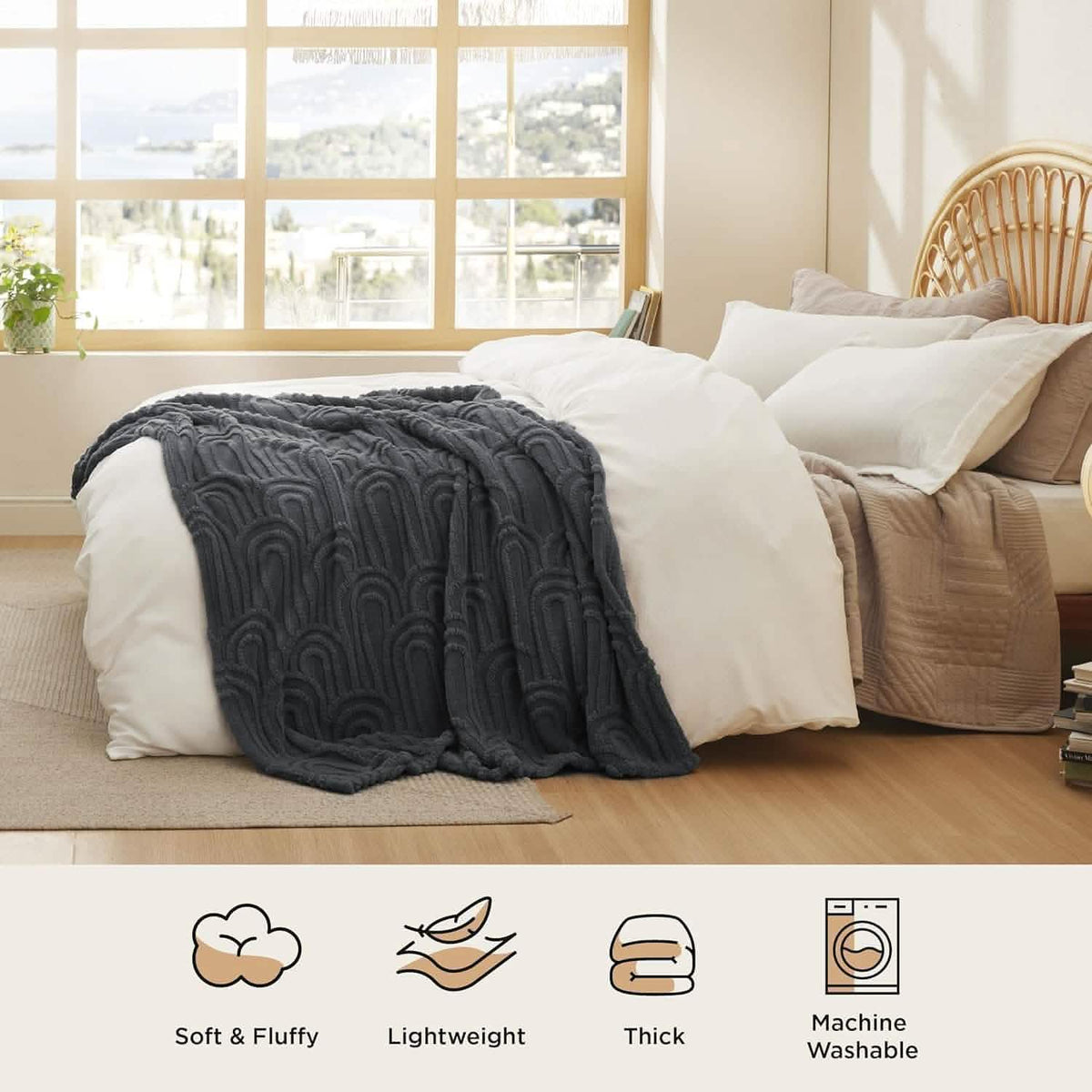 Cozy Throw Blanket, Arch Shaggy Sherpa Fleece, Lightweight Design, Machine-Washable Care for Living Rooms, Bedrooms and Everyday Lounging image 18