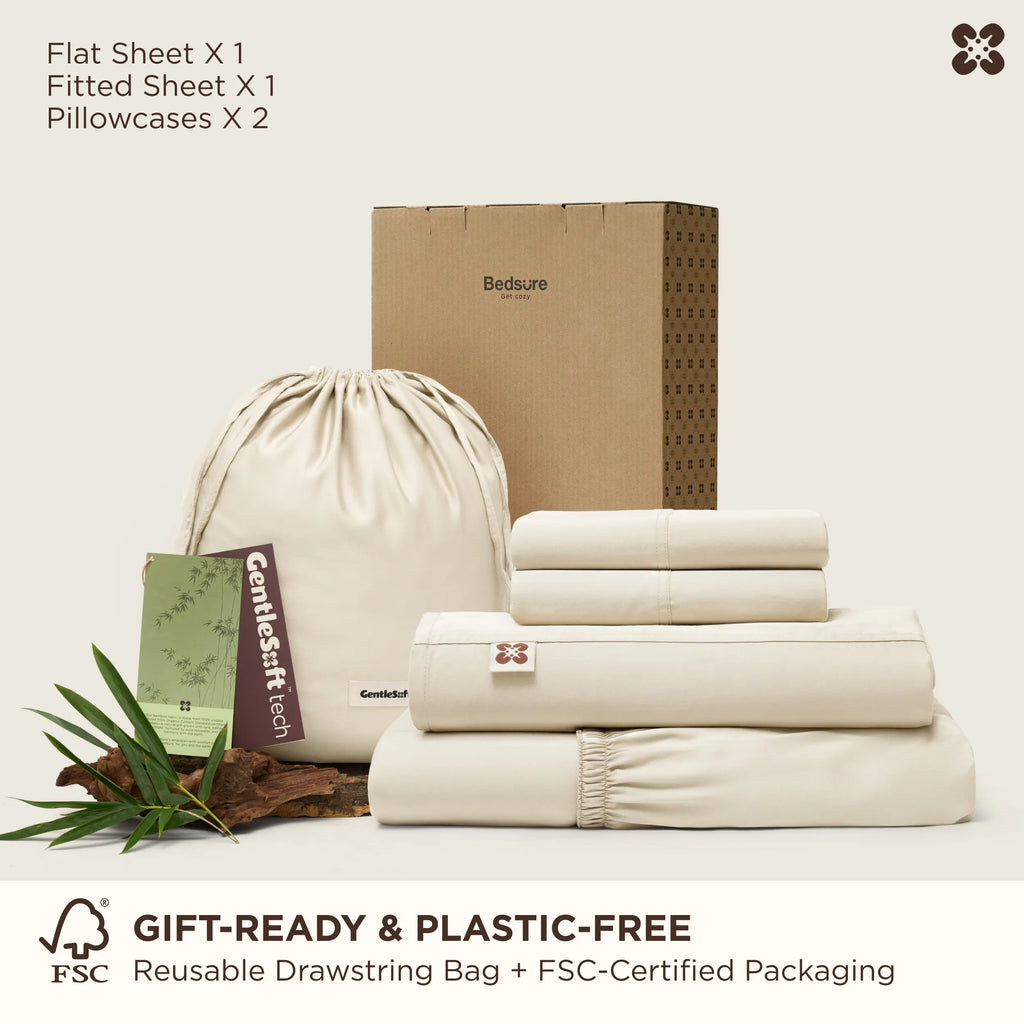 Bed Sheet Set, BareNights Viscose Derived from Bamboo, Breathable Construction for Everyday Bedroom Comfort and Guest Rooms image 18