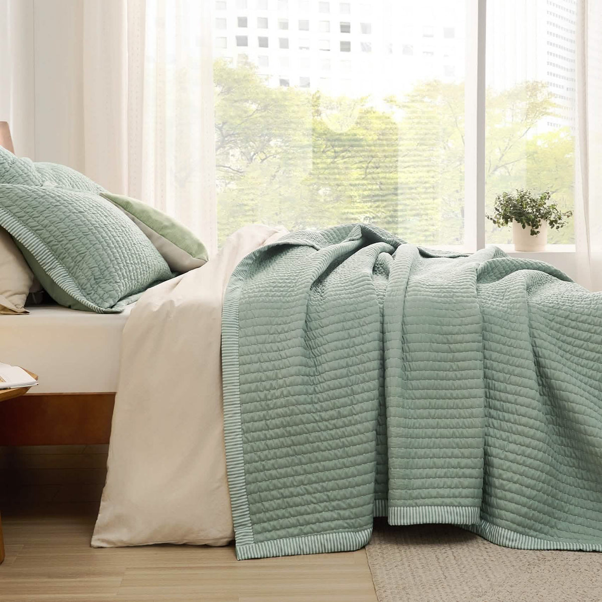 Cozy Throw Blanket, Corduroy Pattern Quilt Set, Breathable Construction for Living Rooms, Bedrooms and Everyday Lounging image 18