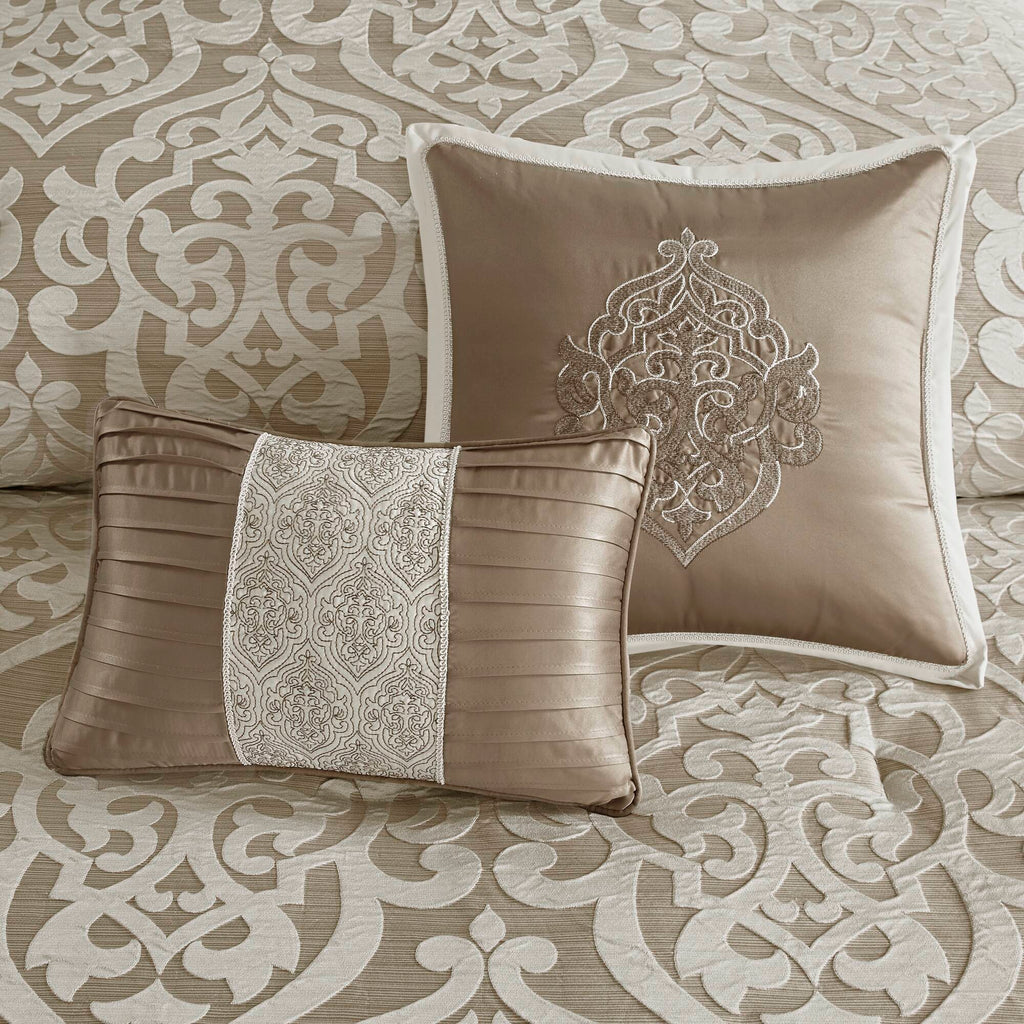 Bed Comforter, Odette 8 Piece Jacquard Set, Machine-Washable Care, Hypoallergenic Comfort for Year-Round Bedroom Comfort and Restful Sleep image 18