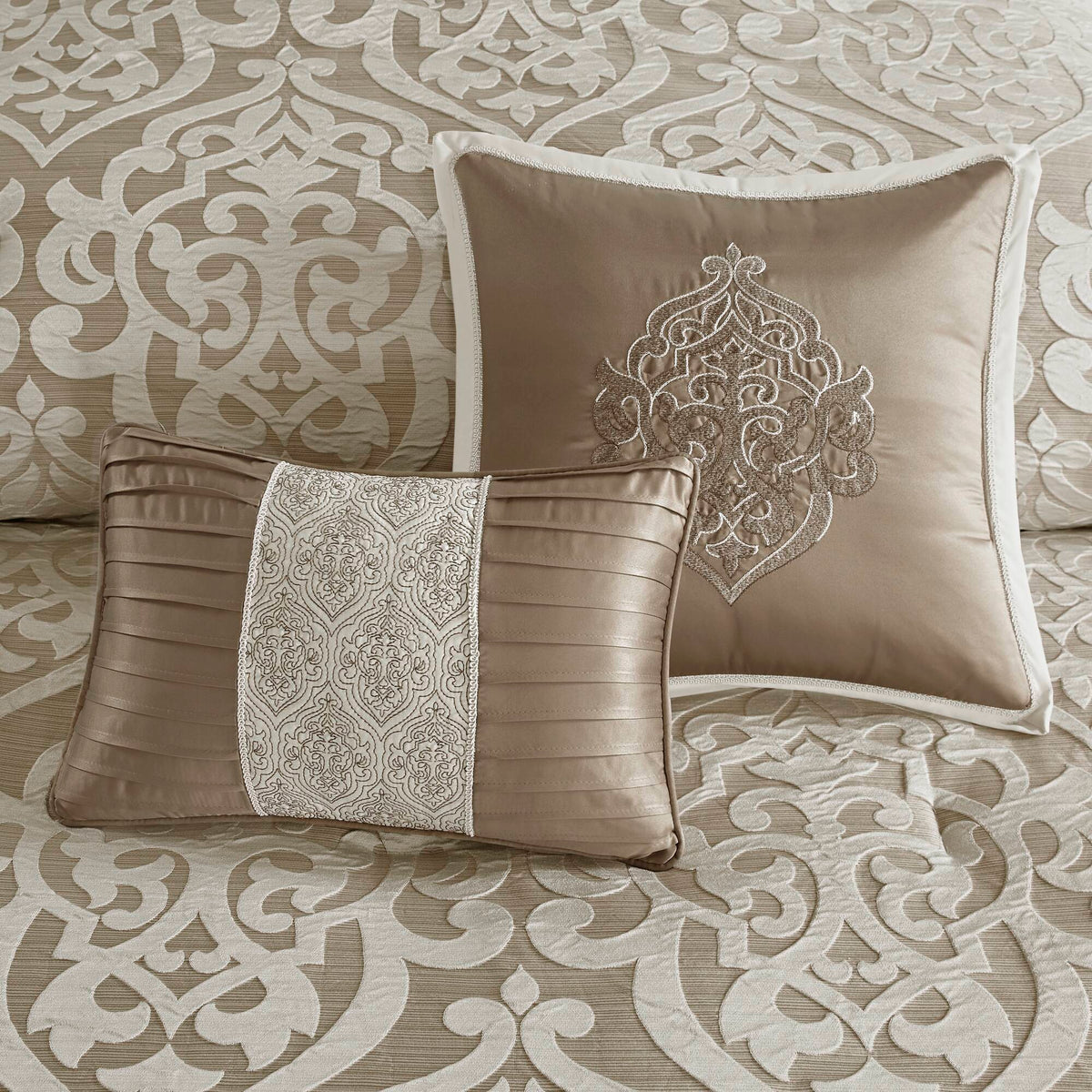 Bed Comforter, Odette 8 Piece Jacquard Set, Machine-Washable Care, Hypoallergenic Comfort for Year-Round Bedroom Comfort and Restful Sleep image 18