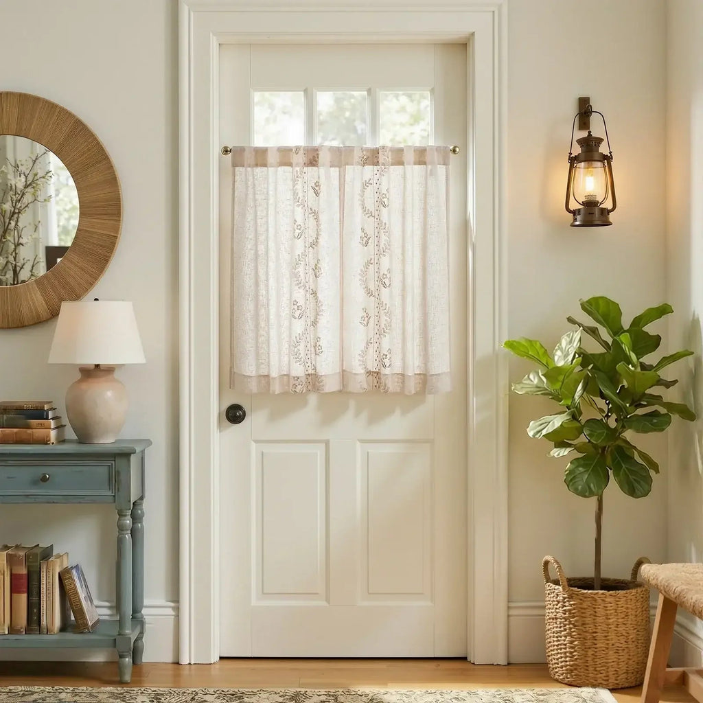 Window Curtain, Vintage Wavy Floral Embroidery Kitchen, Lightweight Design for Windows, Room Styling and Everyday Privacy image 18