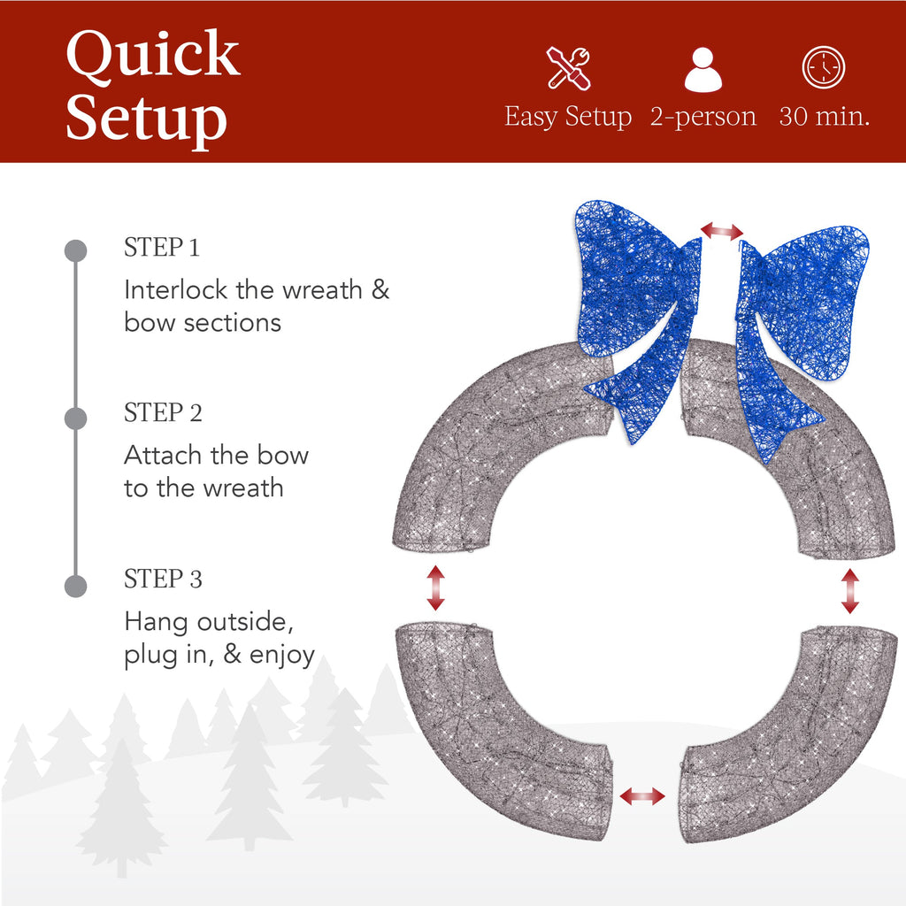 Seasonal Home Decor, Pre Lit Outdoor Christmas Wreath, LED Metal for Mantels, Tables and Seasonal Decorating, 5 Color Options image 18