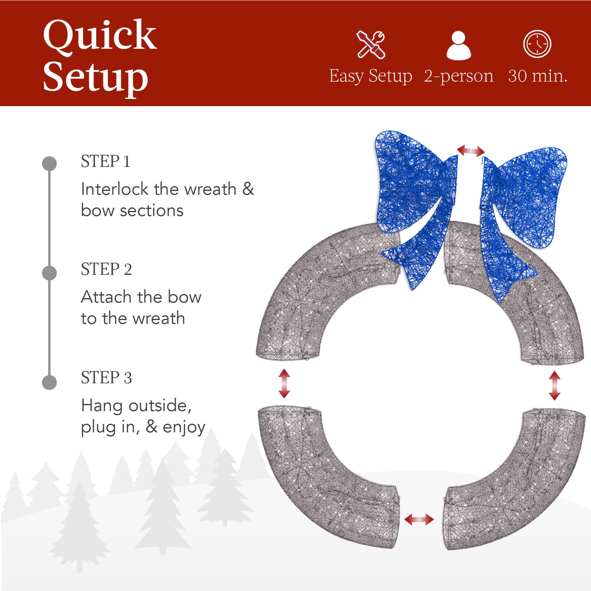 Seasonal Home Decor, Pre Lit Outdoor Christmas Wreath, LED Metal for Mantels, Tables and Seasonal Decorating, 5 Color Options image 18