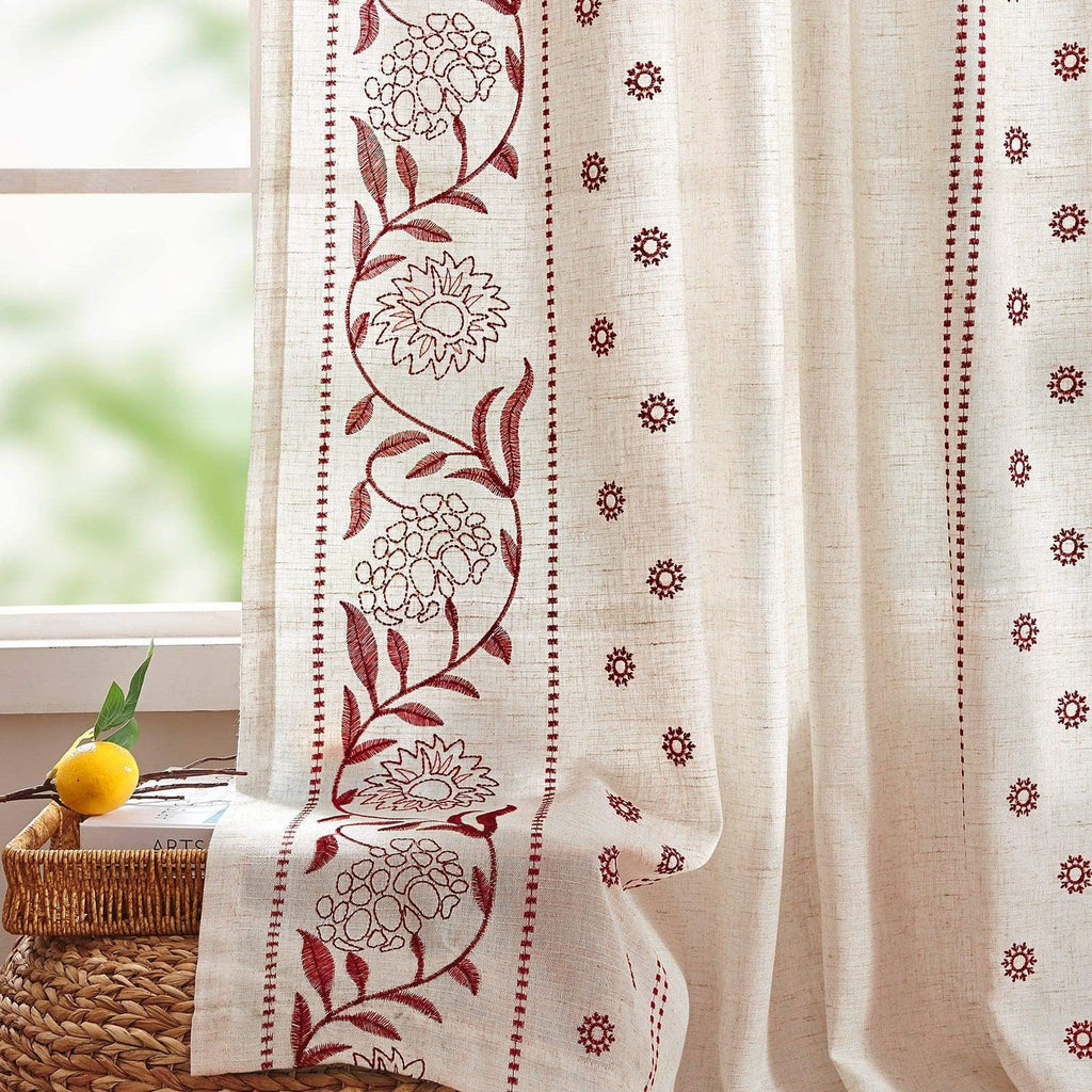 Window Curtain, Hydrangea Embroidered Linen Curtains (2 for Bedrooms, Living Rooms and Home Privacy, 6 Sizes and 6 Colors image 18