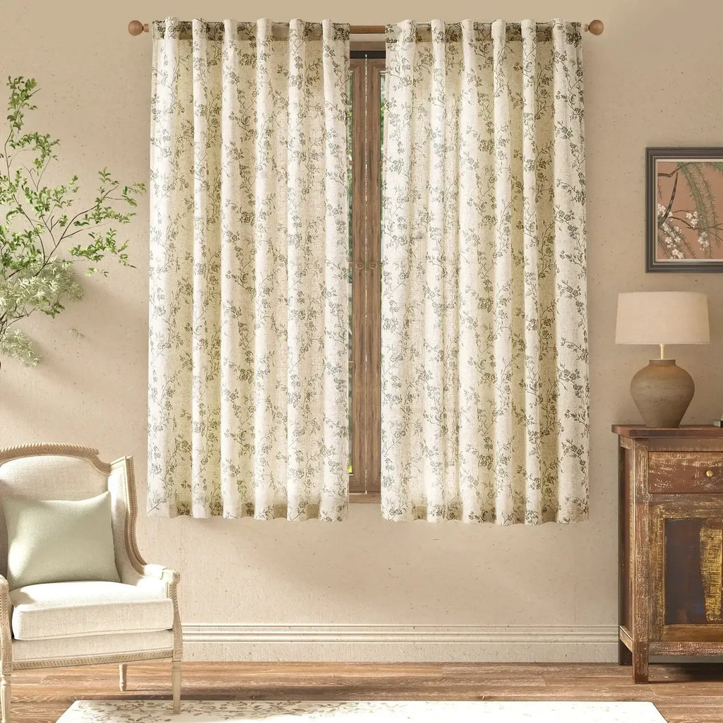 Window Curtain, Vine Blossom Linen Blend Curtains (2 Panels), Machine-Washable Care for Bedrooms, Living Rooms and Home Privacy image 18
