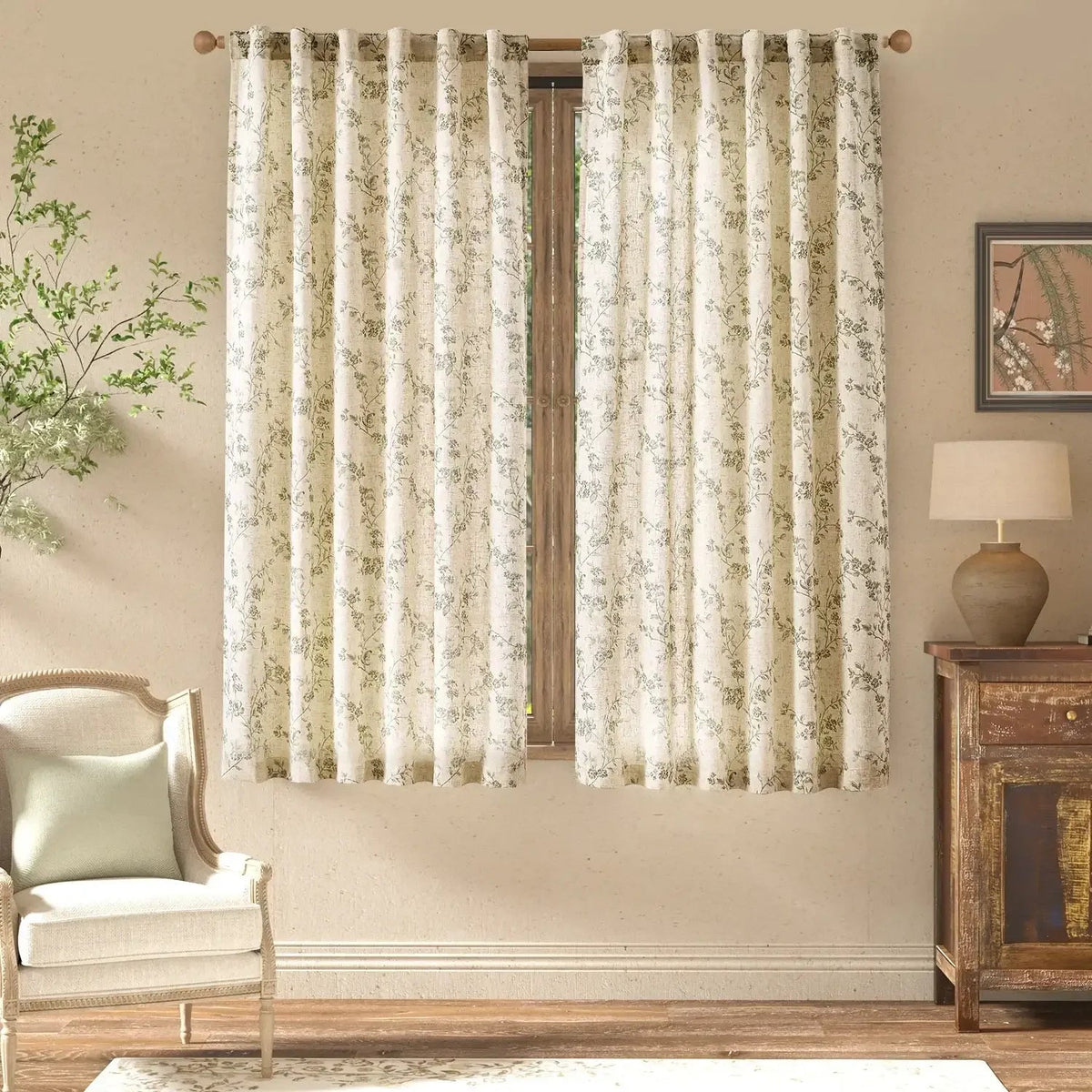 Window Curtain, Vine Blossom Linen Blend Curtains (2 Panels), Machine-Washable Care for Bedrooms, Living Rooms and Home Privacy image 18