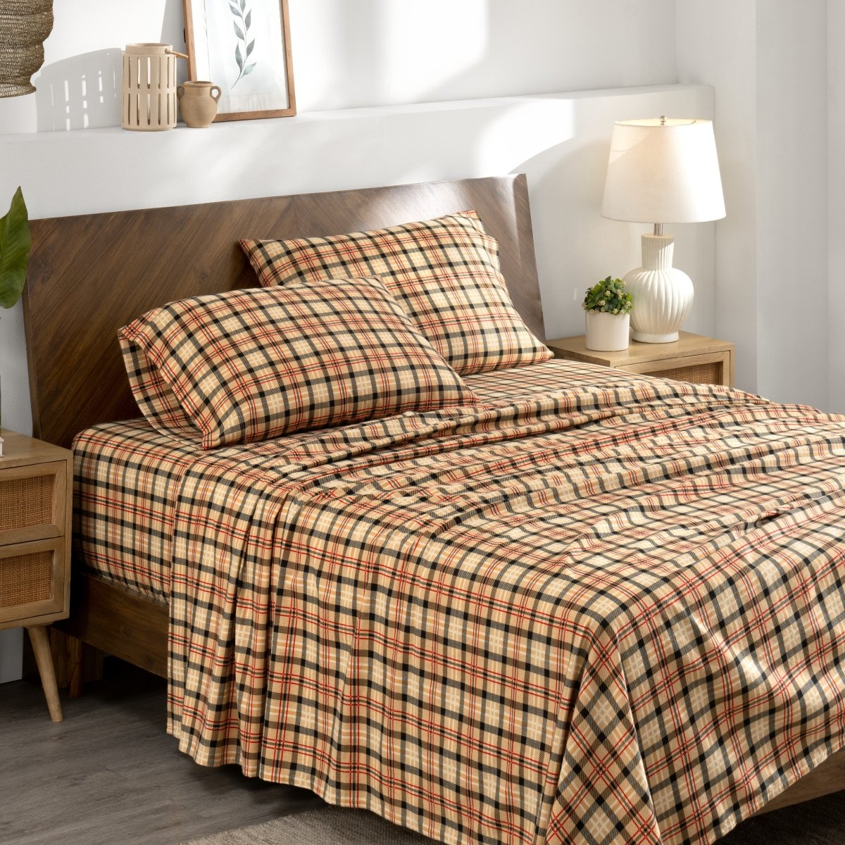 Bed Sheet Set, Cotton Flannel Prints for Master Bedrooms, Guest Beds and Daily Use, 7 Sizes and 30 Colors image 18