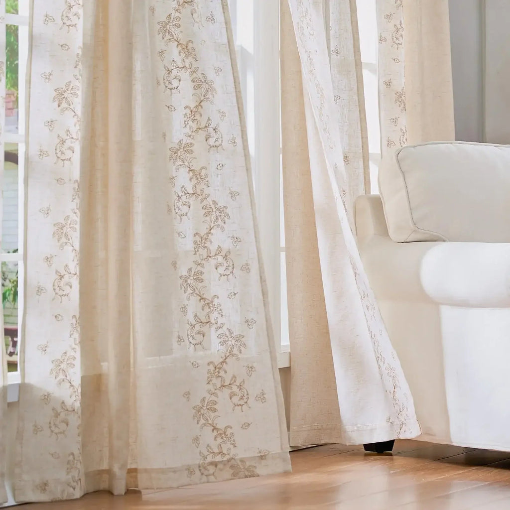 Window Curtain, Embroidered Vine Linen Blend Curtains (2, Machine-Washable Care for Bedrooms, Living Rooms and Home Privacy image 18