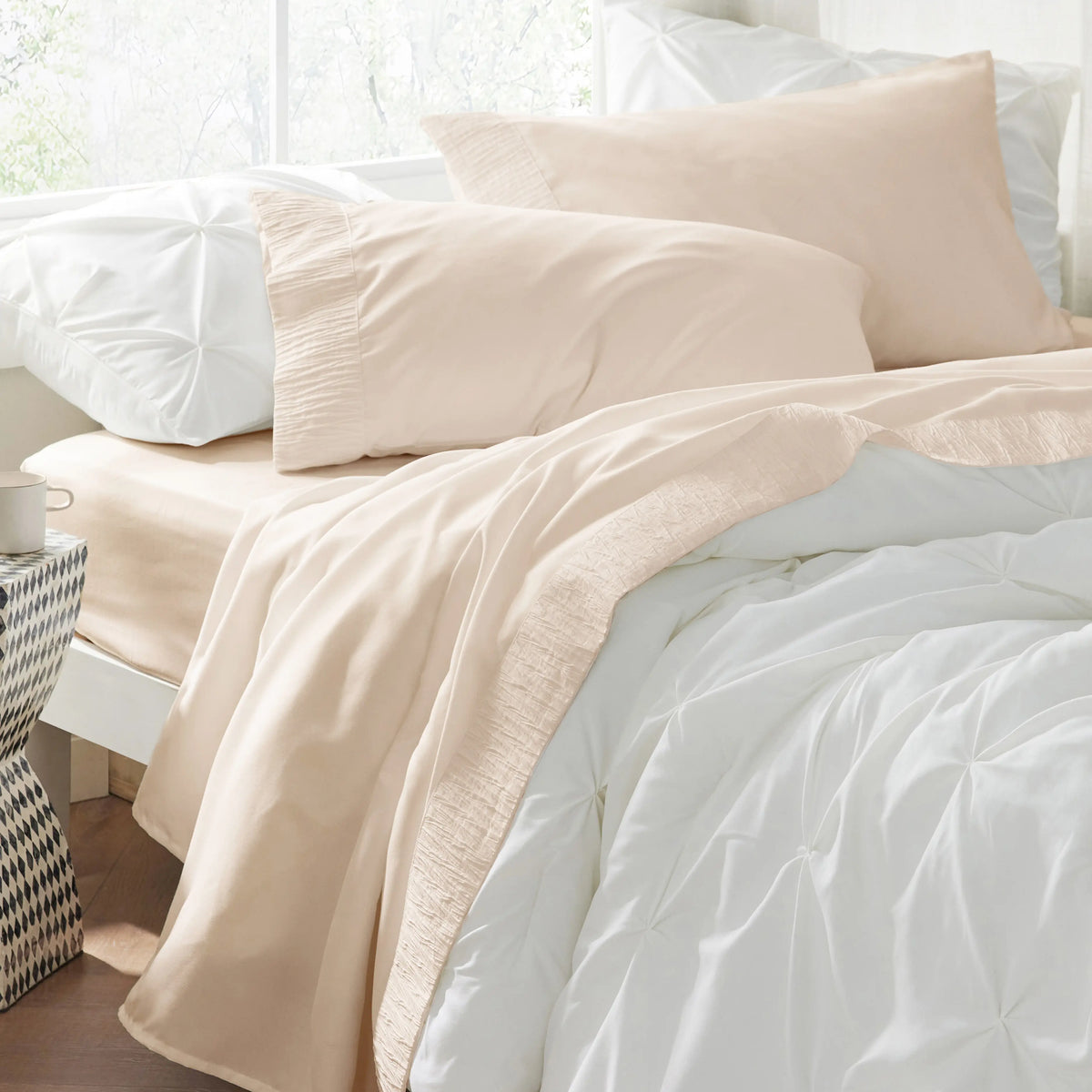 Bed Sheet Set, Ruched, Cooling Comfort, Breathable Construction for Master Bedrooms, Guest Beds and Daily Use, 7 Sizes and 14 Colors image 18