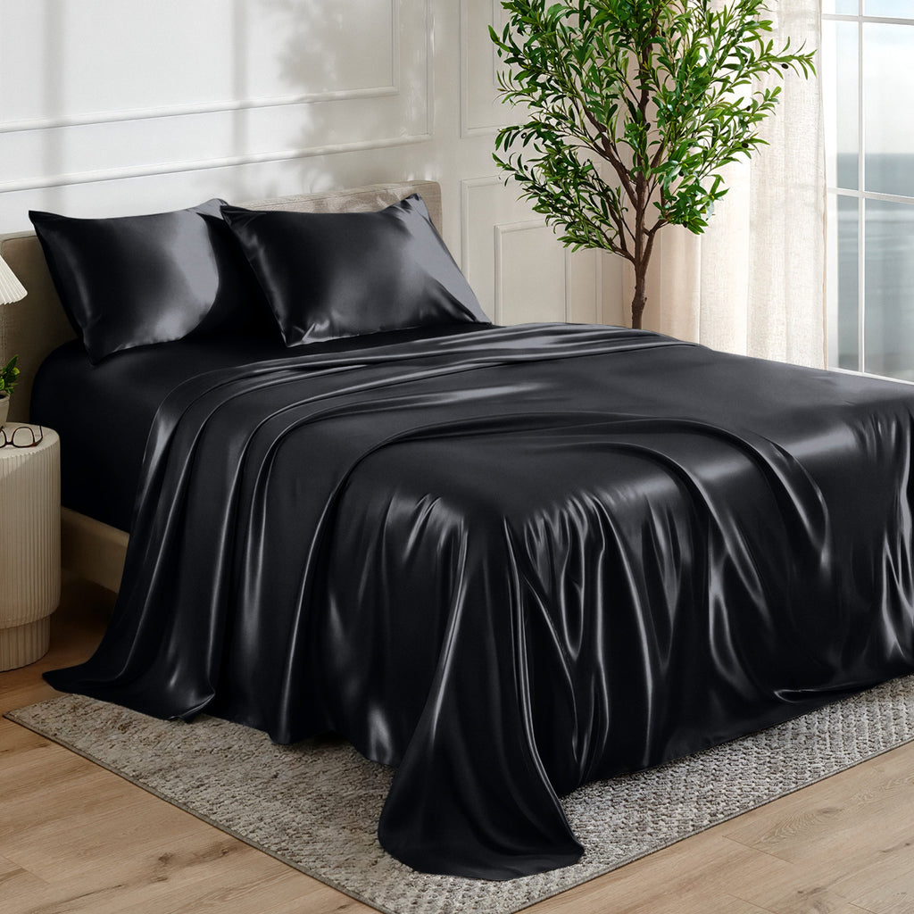 Bed Sheet Set, Satin for Everyday Bedroom Comfort and Guest Rooms, 7 Sizes and 6 Colors, Designed for Everyday Home Use image 18