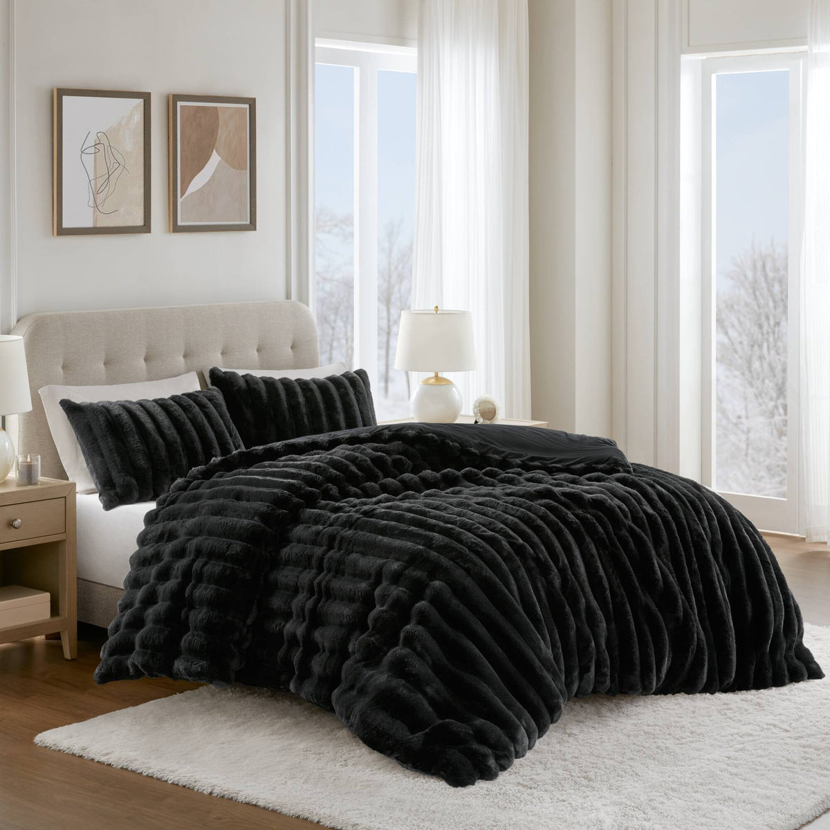 Bed Comforter, Jasmine Ultrasoft Faux Fur Ribbed Set, Lightweight Design for Year-Round Bedroom Comfort and Restful Sleep image 18